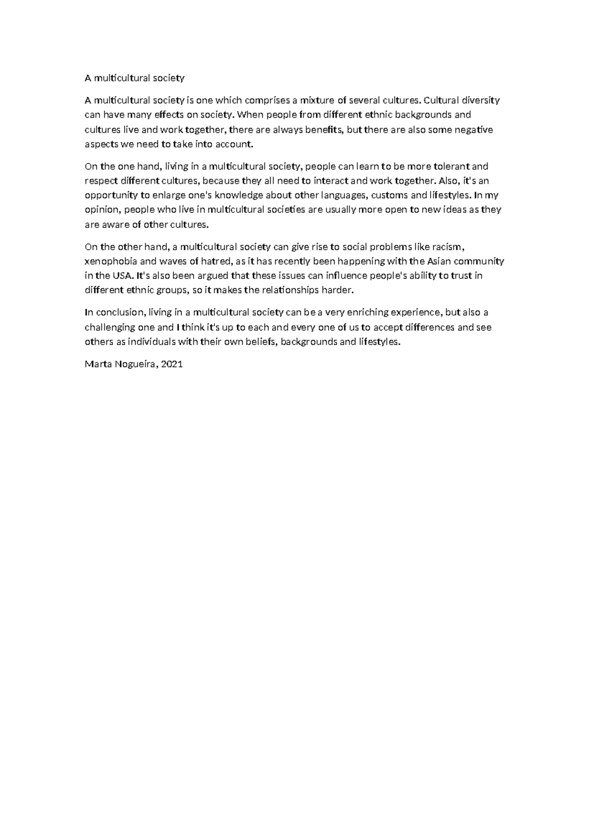 Multiculturalism - A multicultural society - A multicultural society A ...