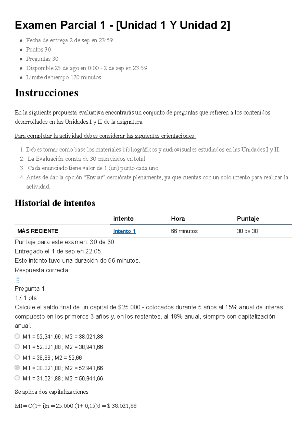 Examen Parcial 1 - [Unidades I y II] Matemática Financiera - Studocu