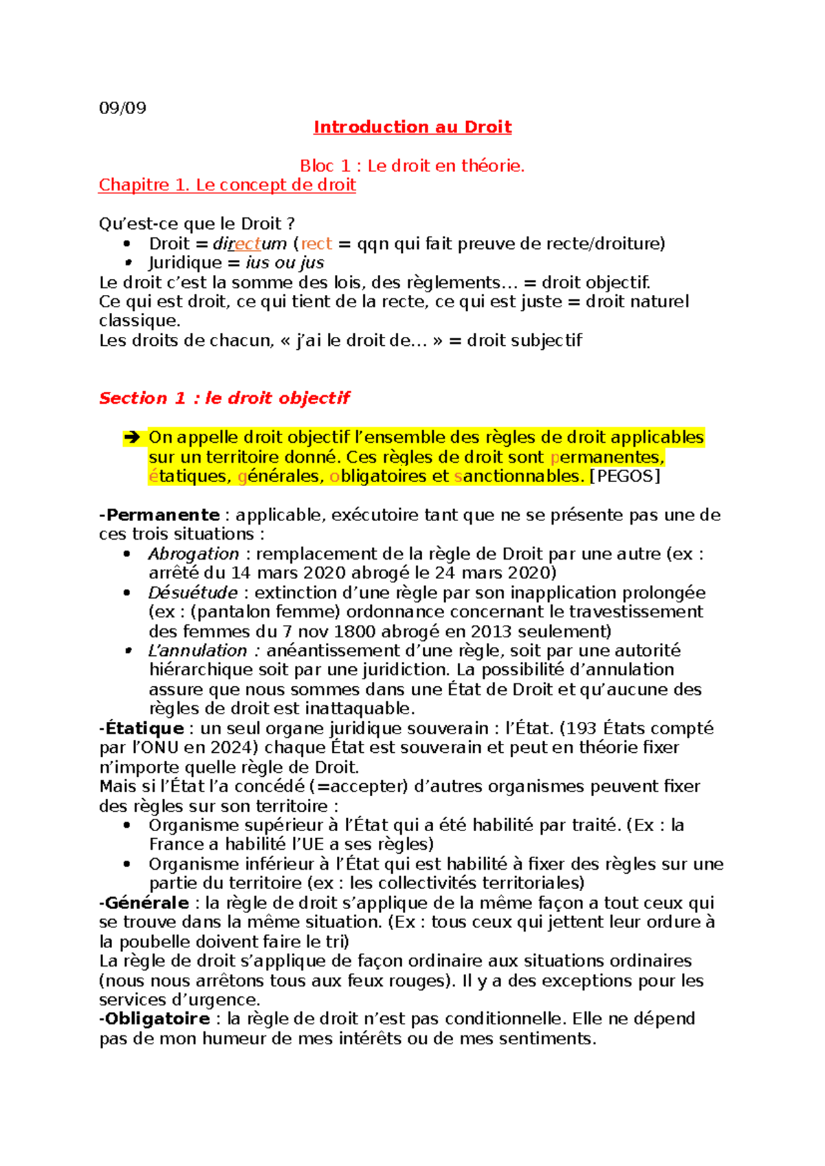 Introduction au Droit - Bloc 1 : Théories et Concepts Juridiques - Studocu
