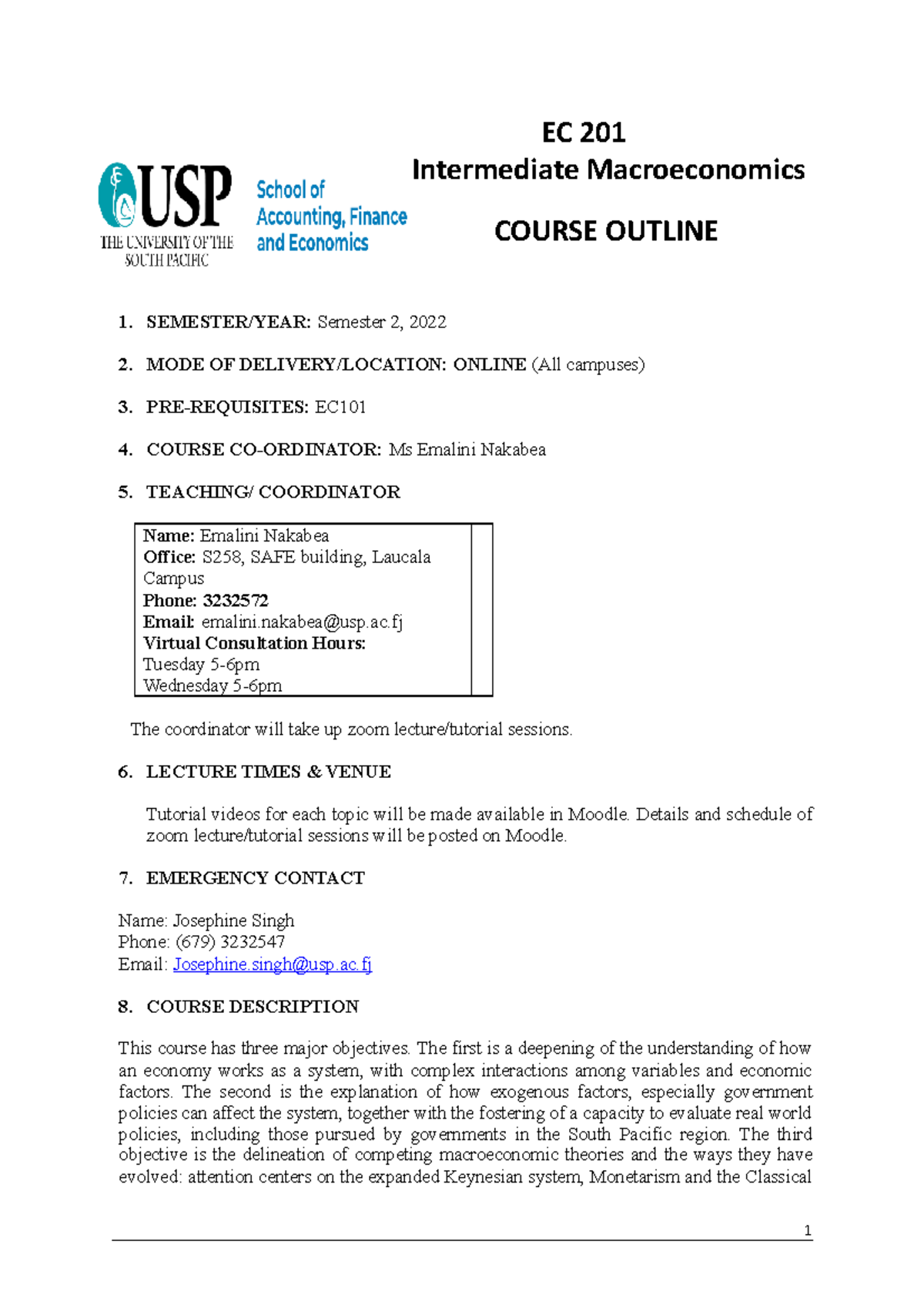 EC201 Course Outline S2 2022 (Online) - EC 201 Intermediate ...