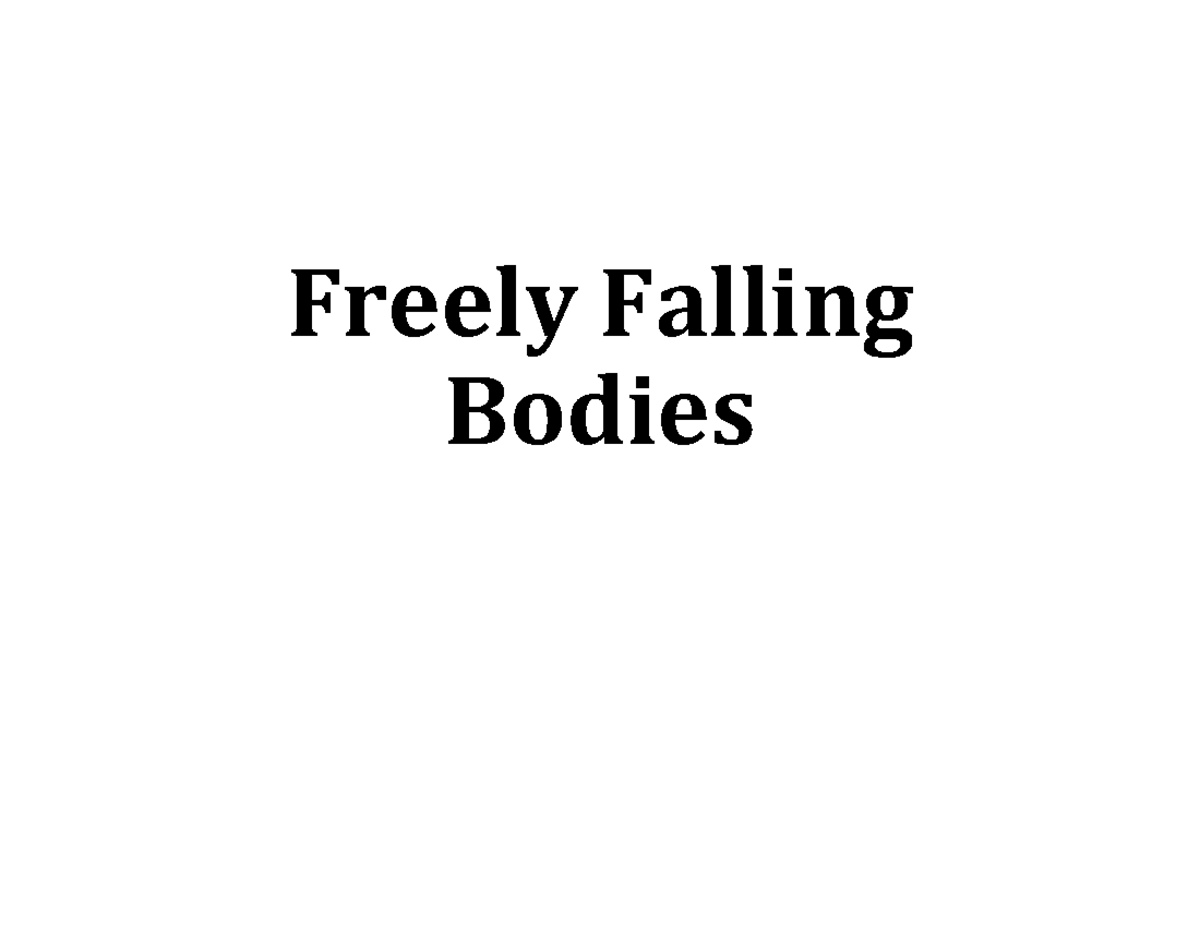 Physics 101: Free Fall Concepts and Example Problems - Studocu