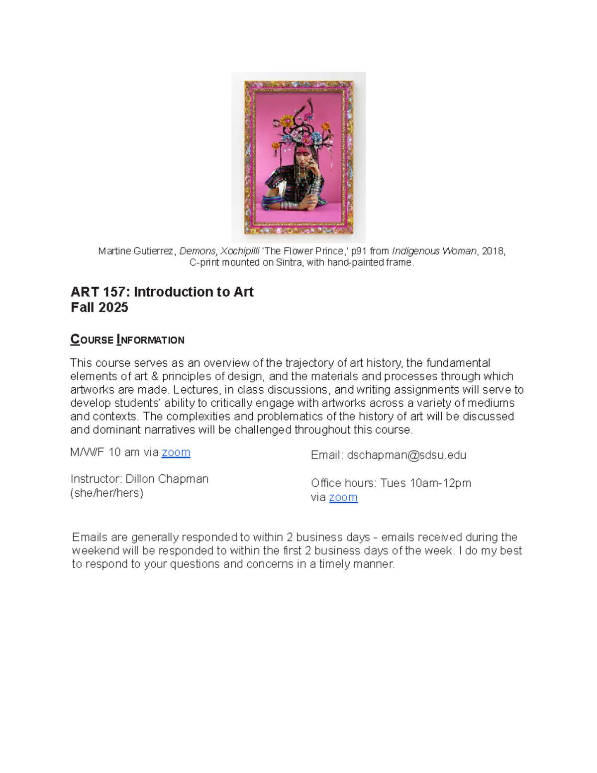 ART 157: Introduction to Art Fall 2025 Syllabus & Course Outline - Studocu