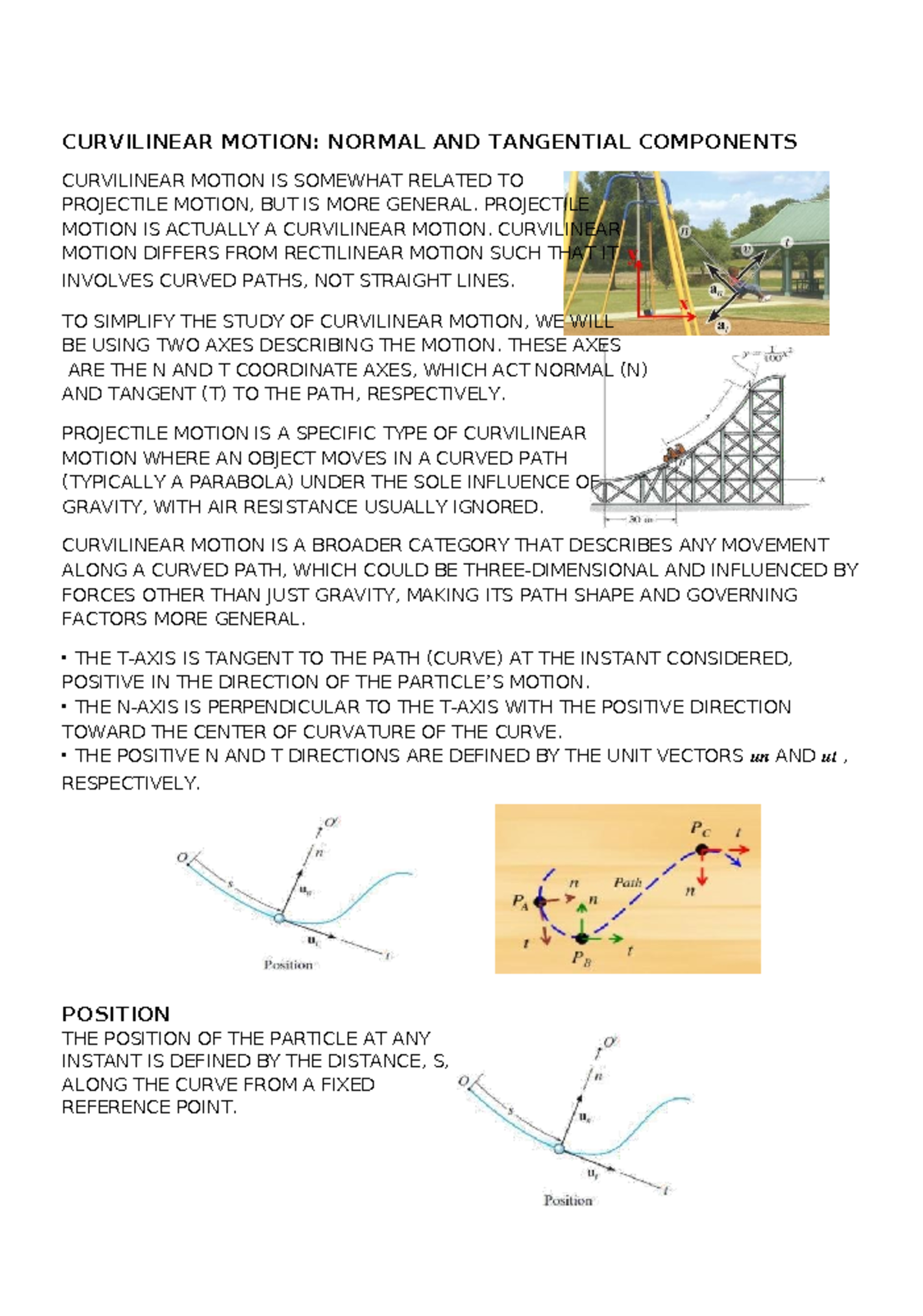 Curvilinear Motion: Normal and Tangential Components - Lecture Notes ...