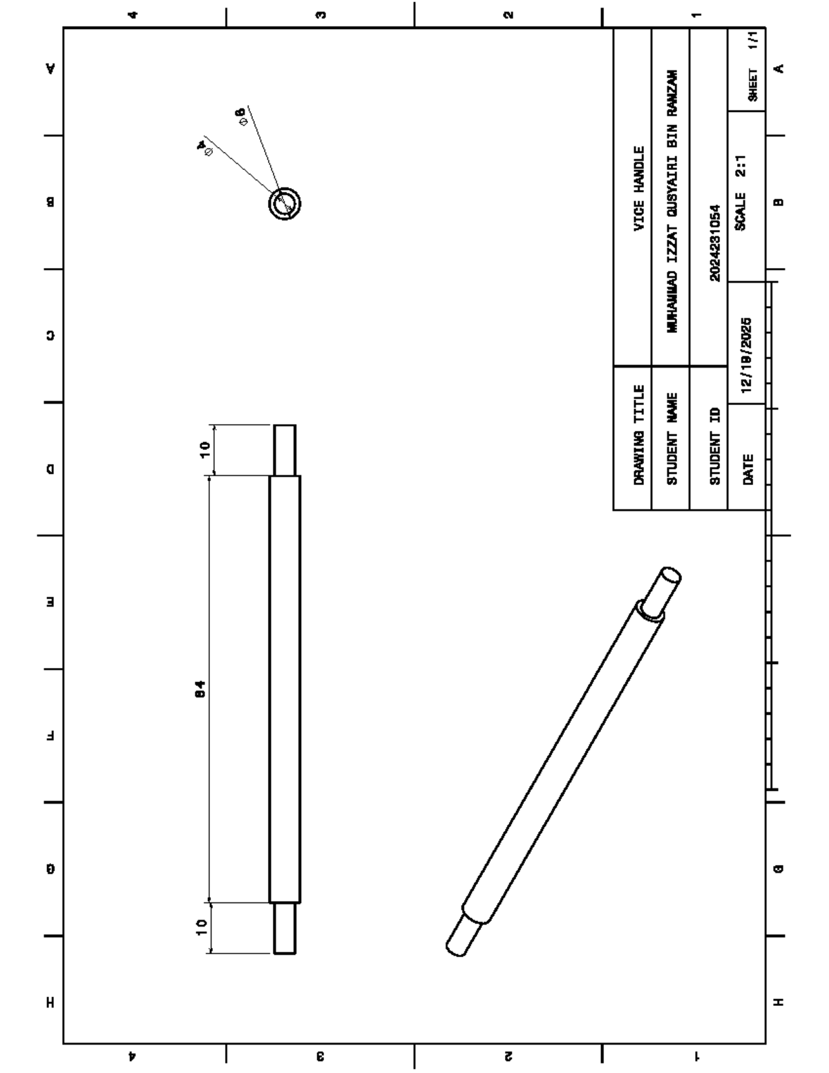 VICE Handle - Drawing - Computer-aided design - H G F E D C B A 4 4 10 ...