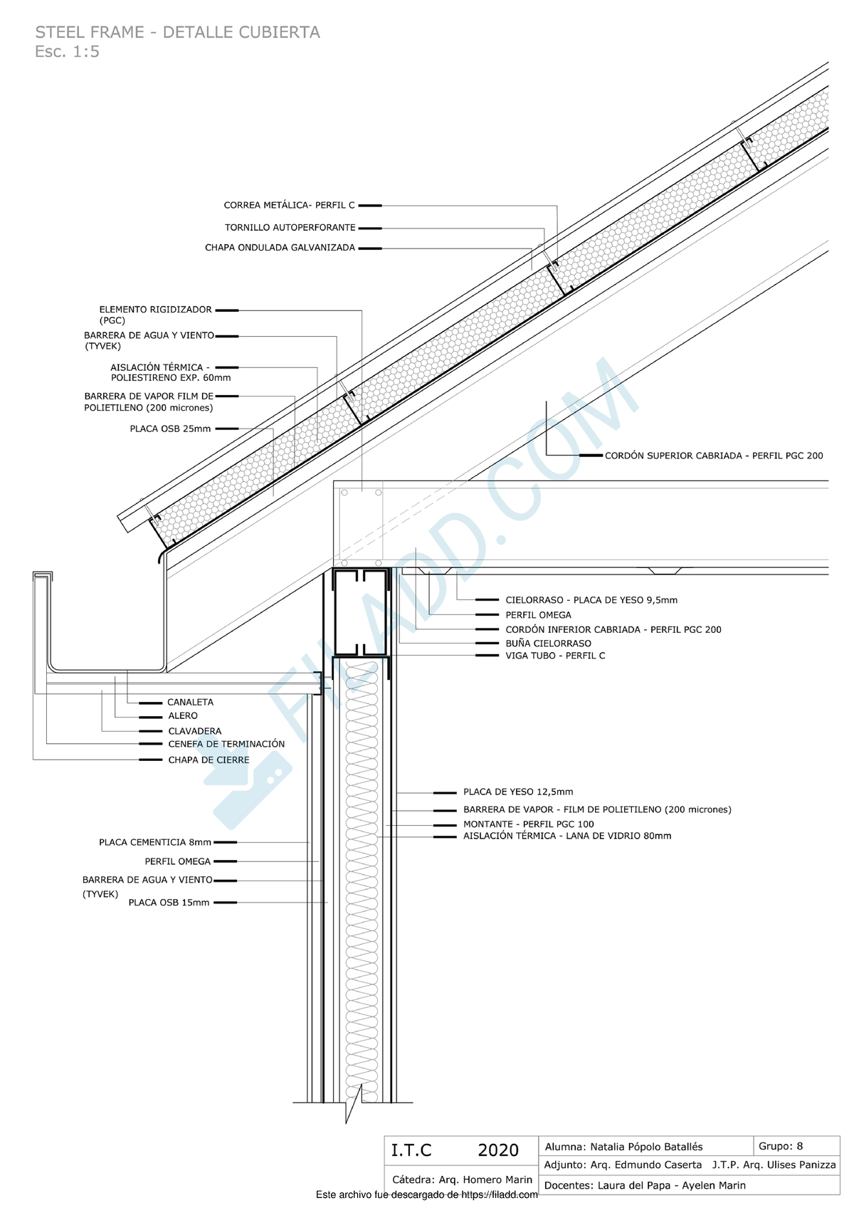 Detalles de Cubierta en Estructura de Acero - I.T 2020 - Document Preview