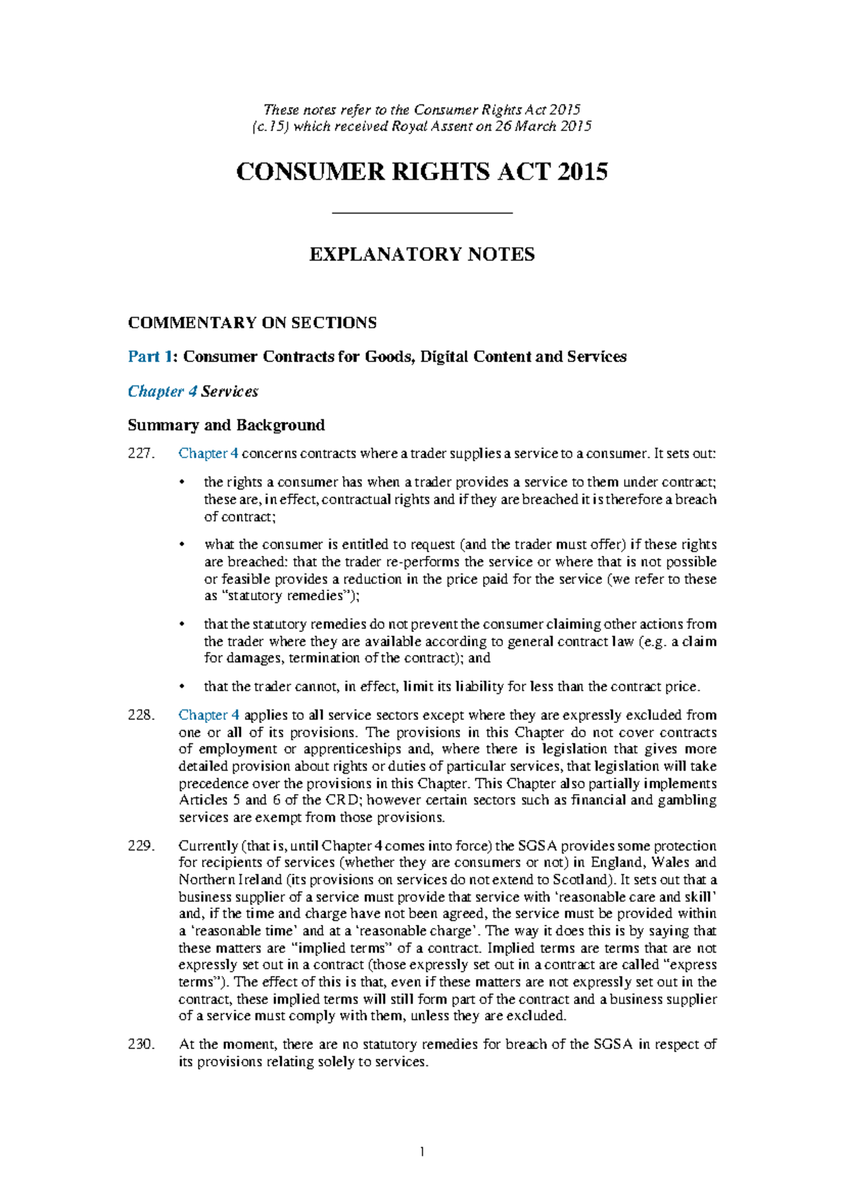 Consumer Rights Act 2015 - (c) which received Royal Assent on 26 March ...