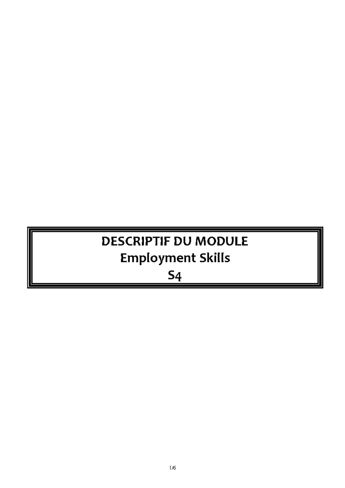 Module S4-Employment skills Cycle Master - DESCRIPTIF DU MODULE ...