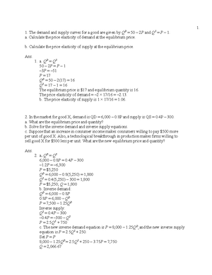Practice problem on Chapter 5 - The utility function is as follows U ...