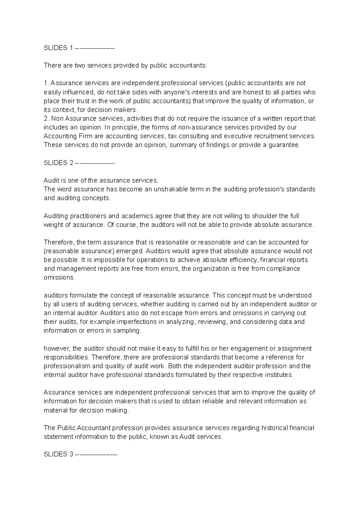 Auditing Notes - Chapter 1 Overview and Key Concepts - Studocu
