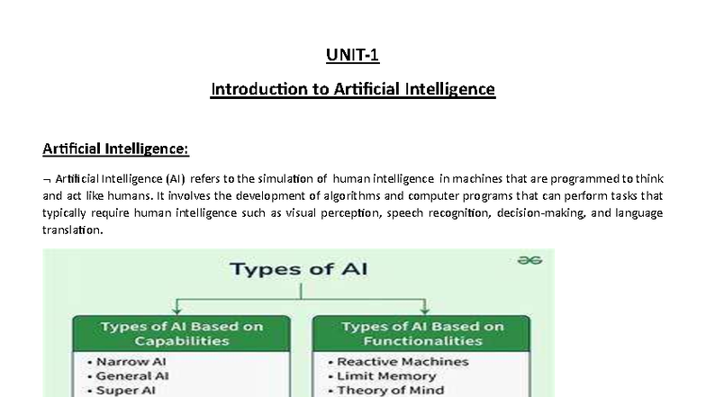 AI Notes: Introduction to Artificial Intelligence Concepts and ...