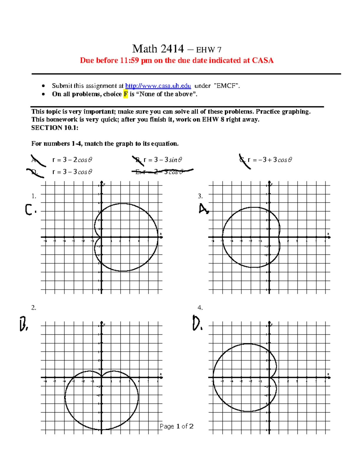MATH 2414 - Calculus II Written Homework Assignment 3 Solutions - Studocu