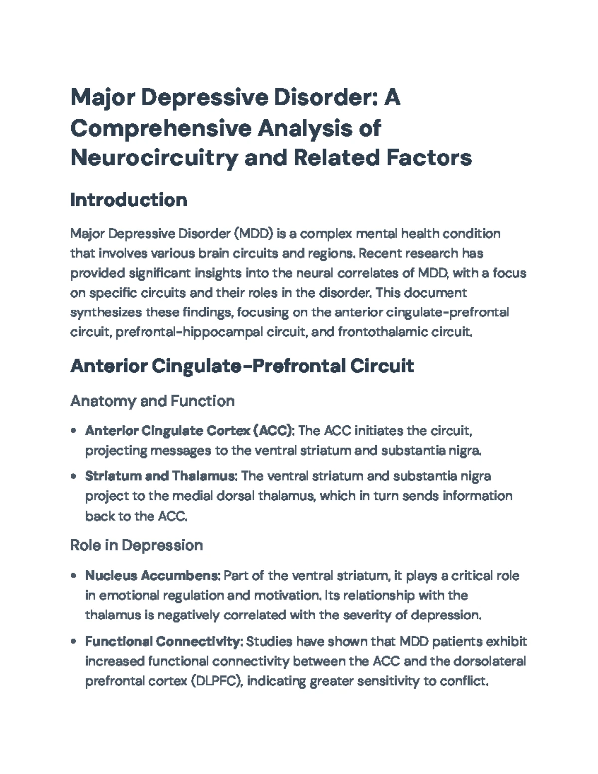 Neuroanatomy of Major Depressive Disorder (MDD): Key Insights and ...