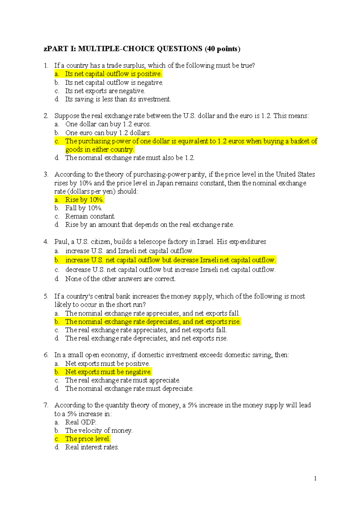 Macroeconomics S1-2425: Final Exam Solutions and Key Concepts - Studocu