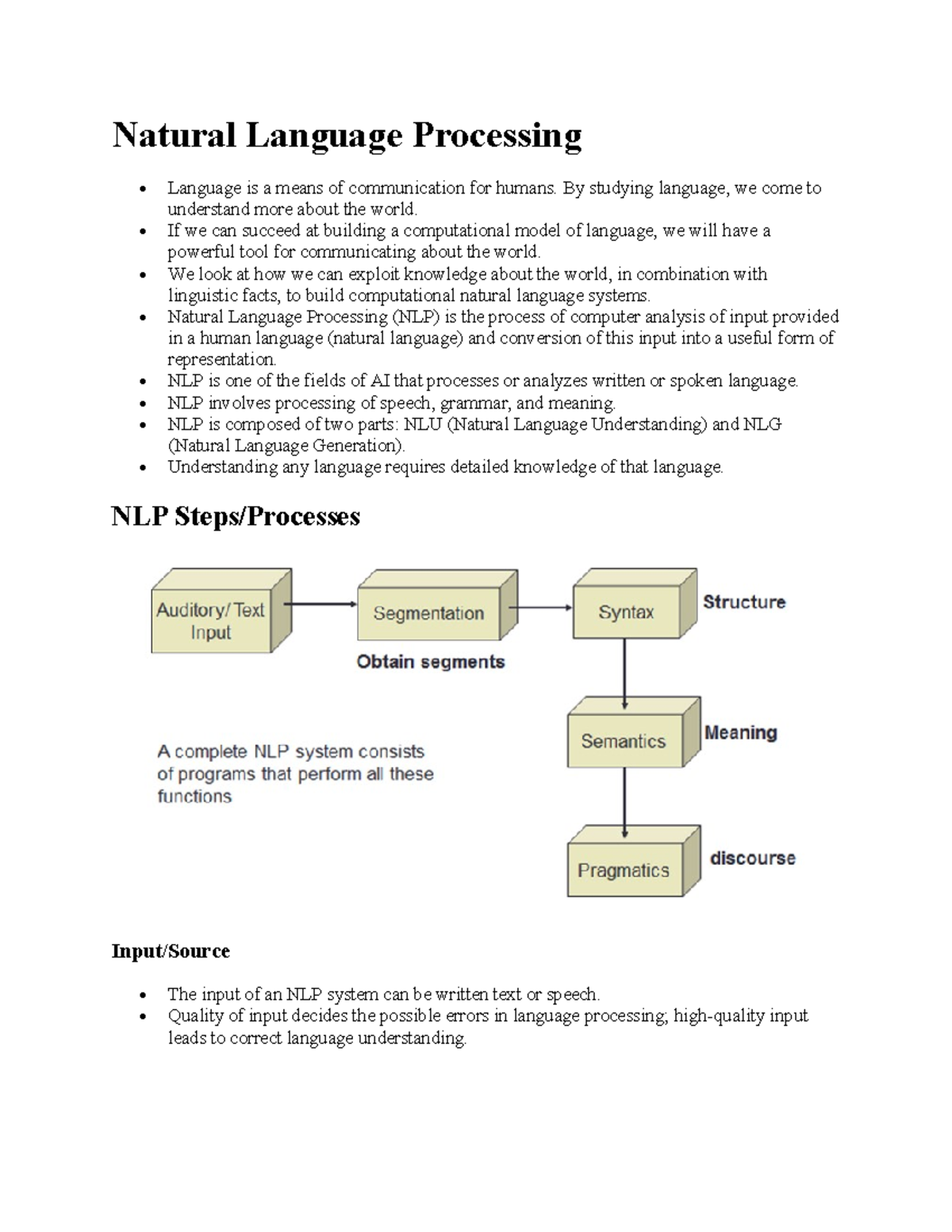 Natural Language Processing Overview - Studocu
