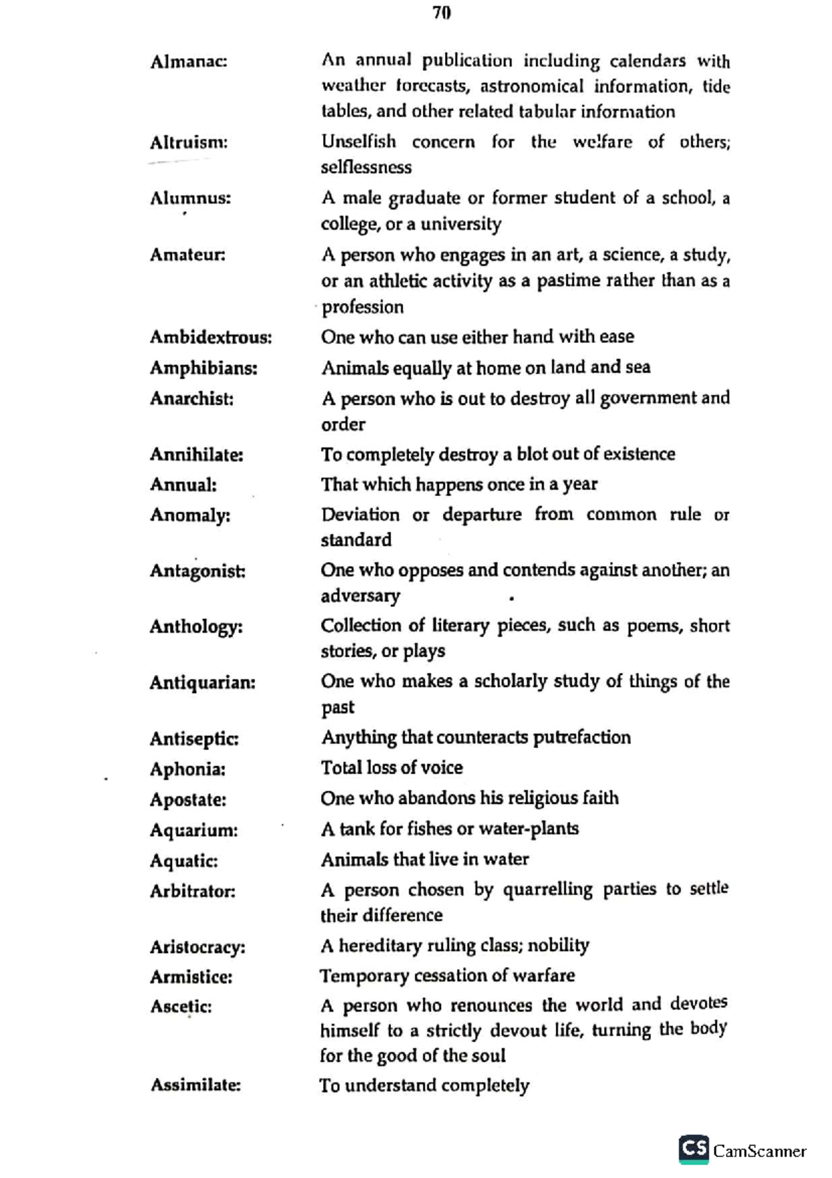 CS 70 One Word Substitution: Essential Vocabulary Guide for Students ...