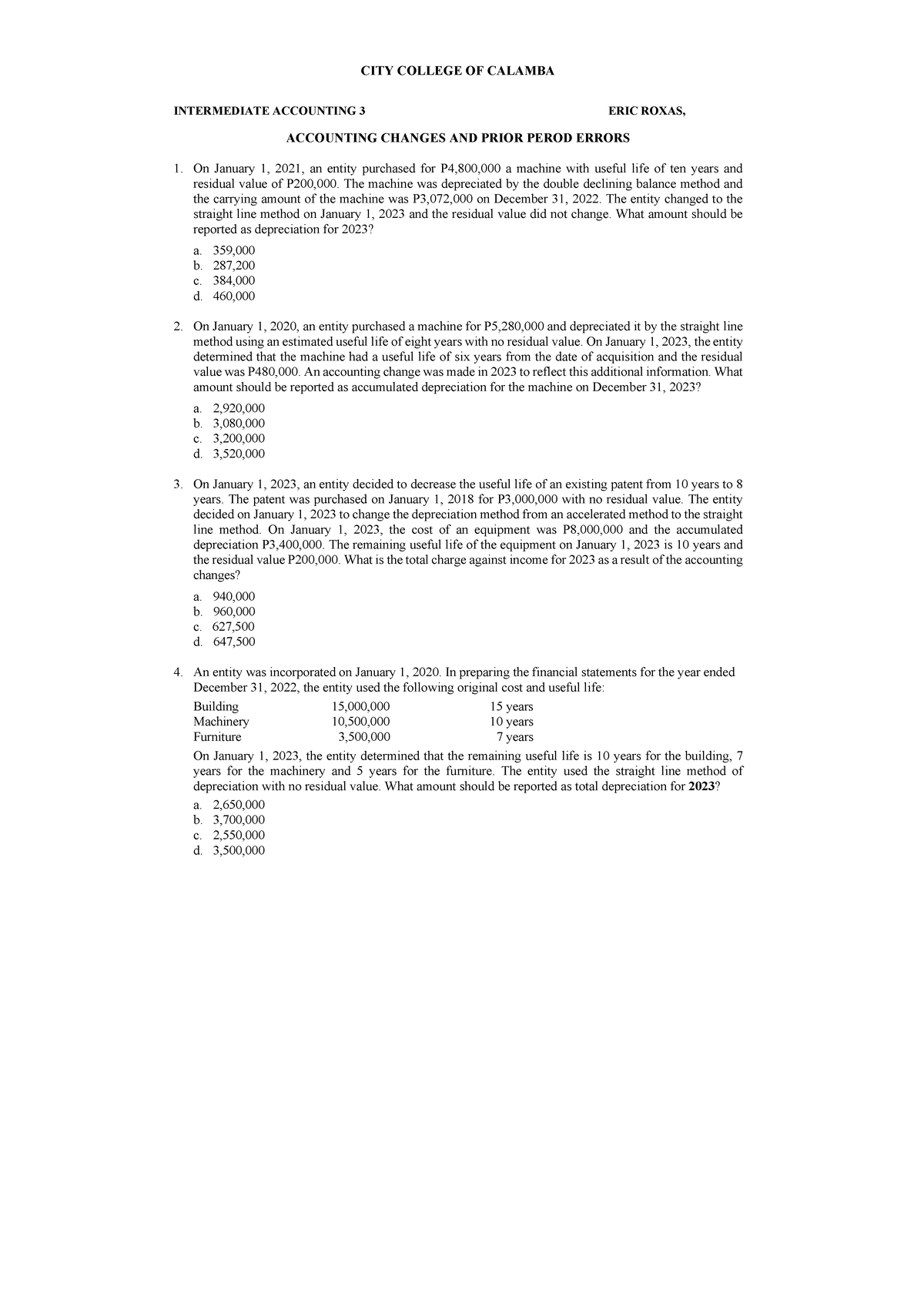 Intermediate Accounting 3: Accounting Changes & Prior Period Errors ...