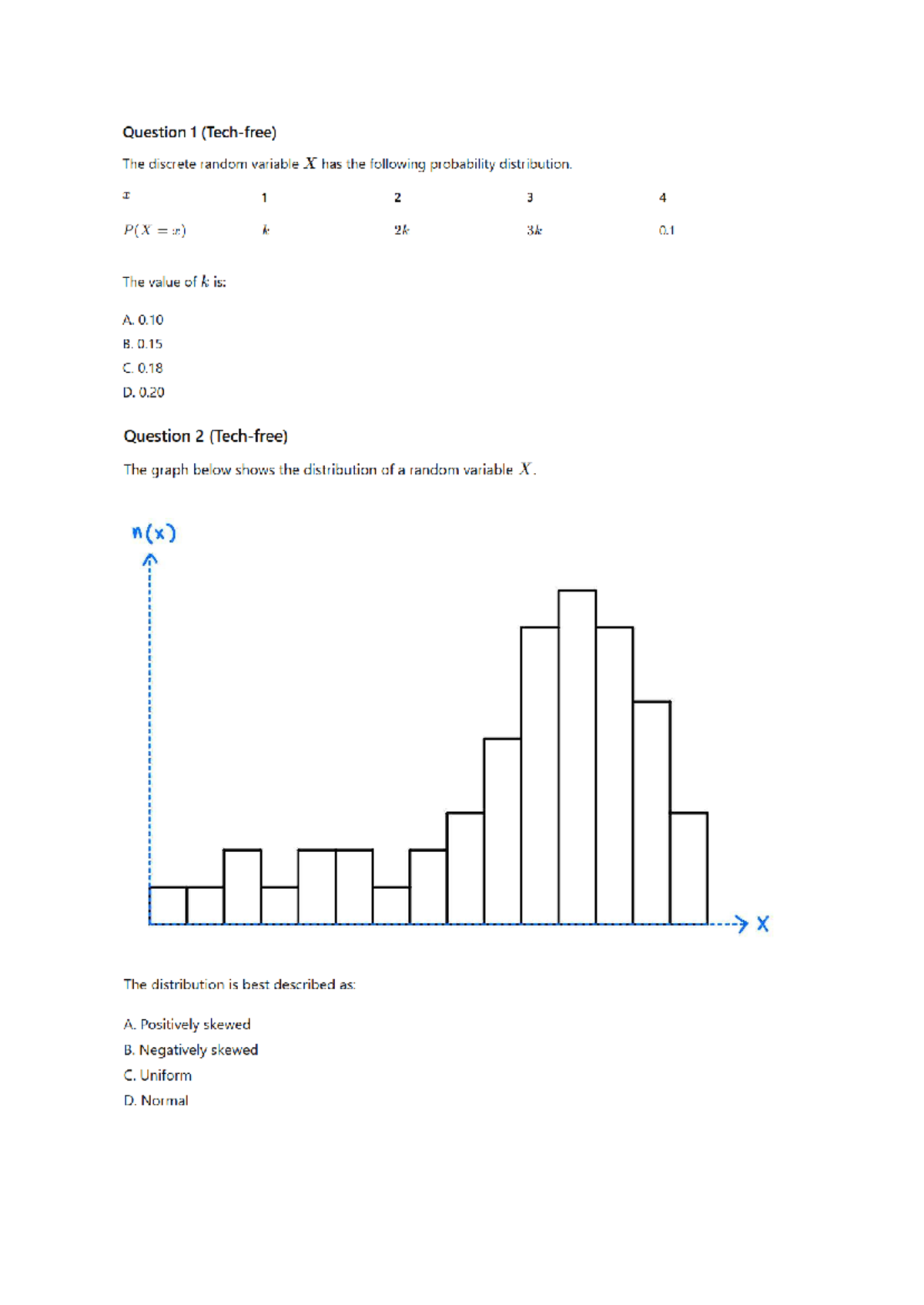 TNC - Unit 3 Topic Tests: Discrete Random Variables & Probability - Studocu