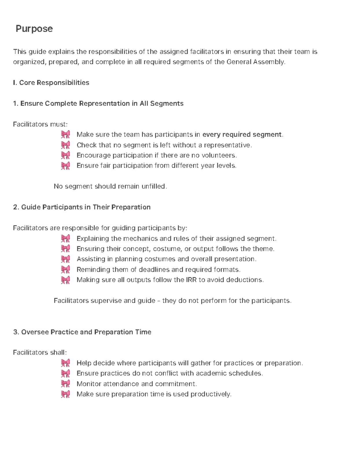 Leaders Guide for Team Facilitators: Responsibilities Overview - Studocu