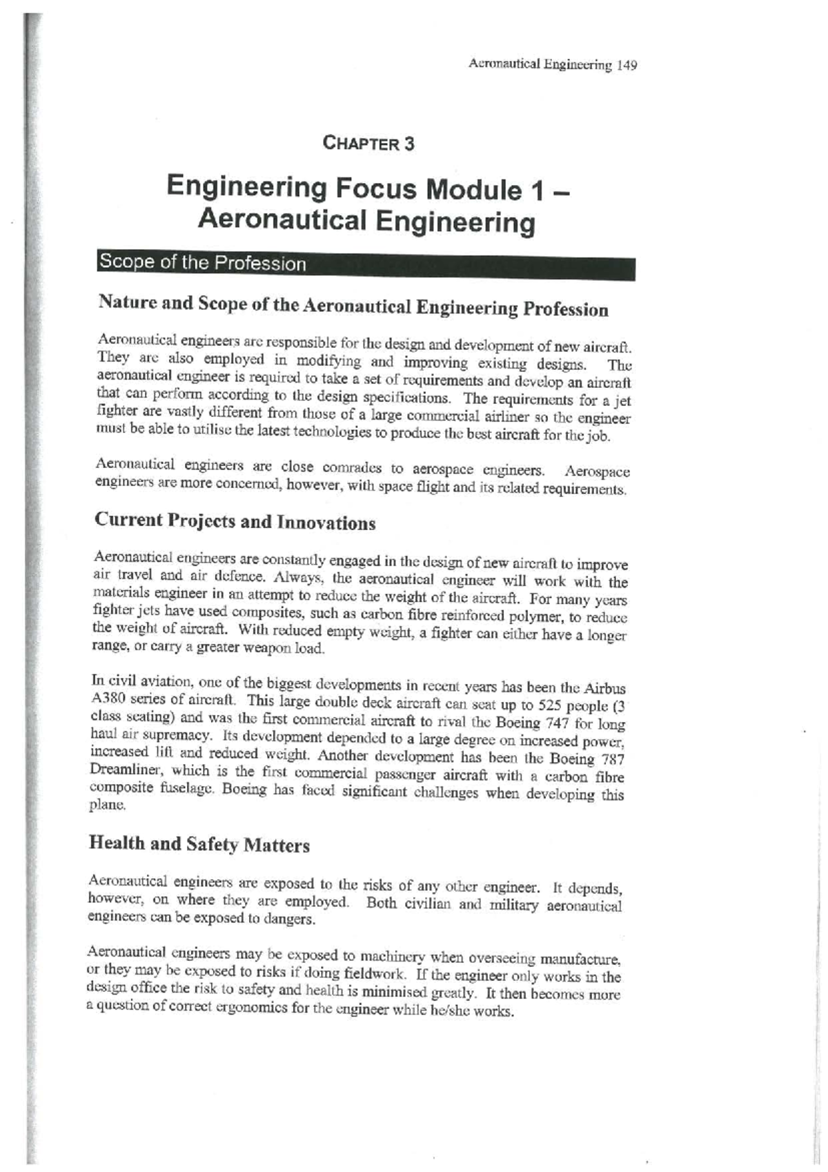 Aeronautical Engineering 149: Chapter 3 - Scope of the Profession - Studocu