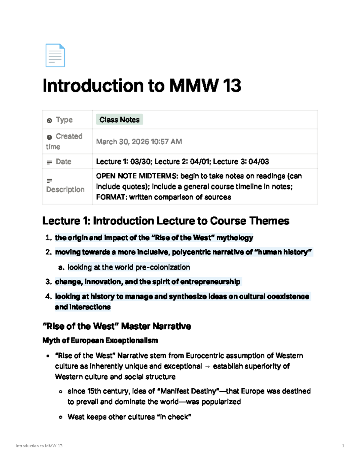 MMW 13 Lecture Notes: Midterm Overview and Key Themes - Studocu