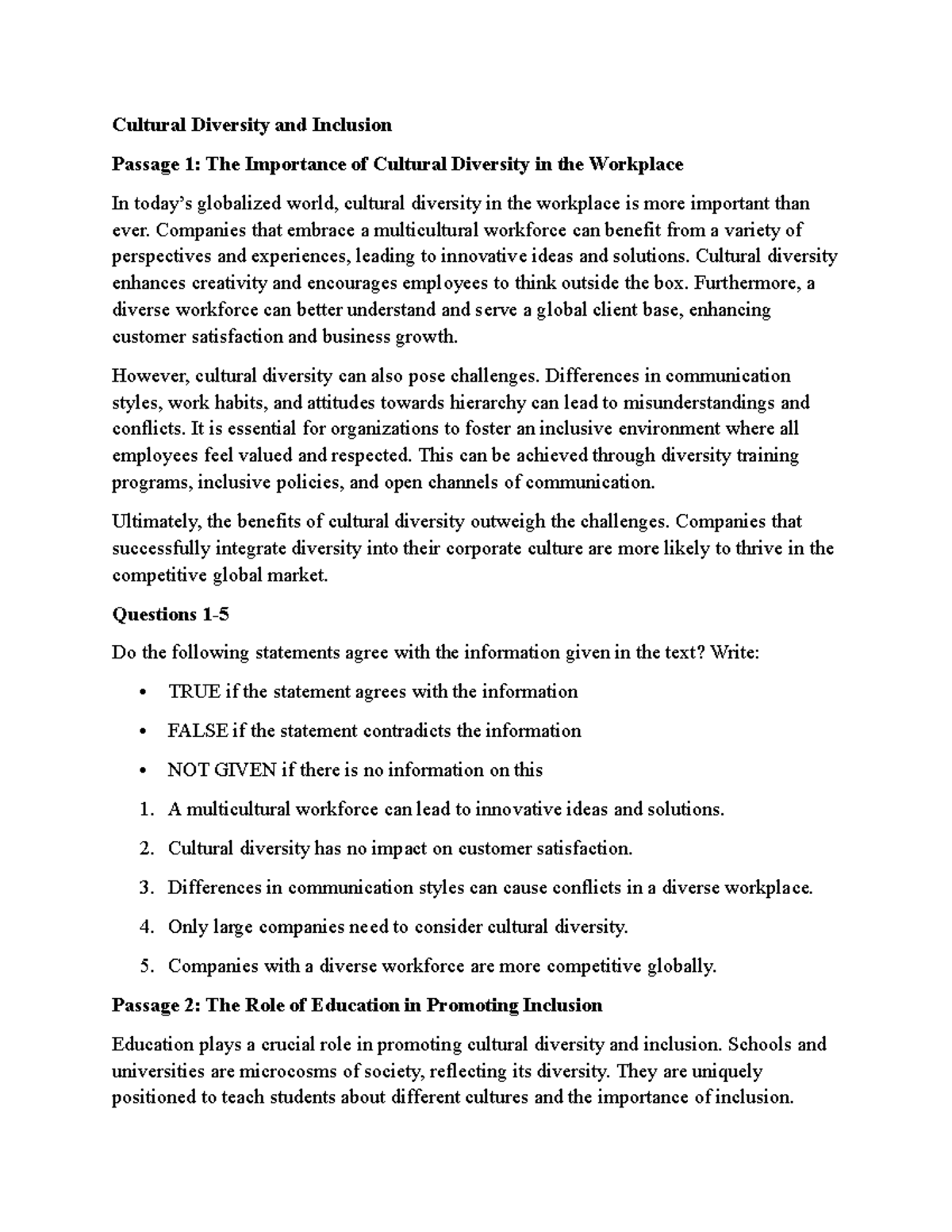 Cultural Diversity and Inclusion: Key Insights and Strategies - Studocu