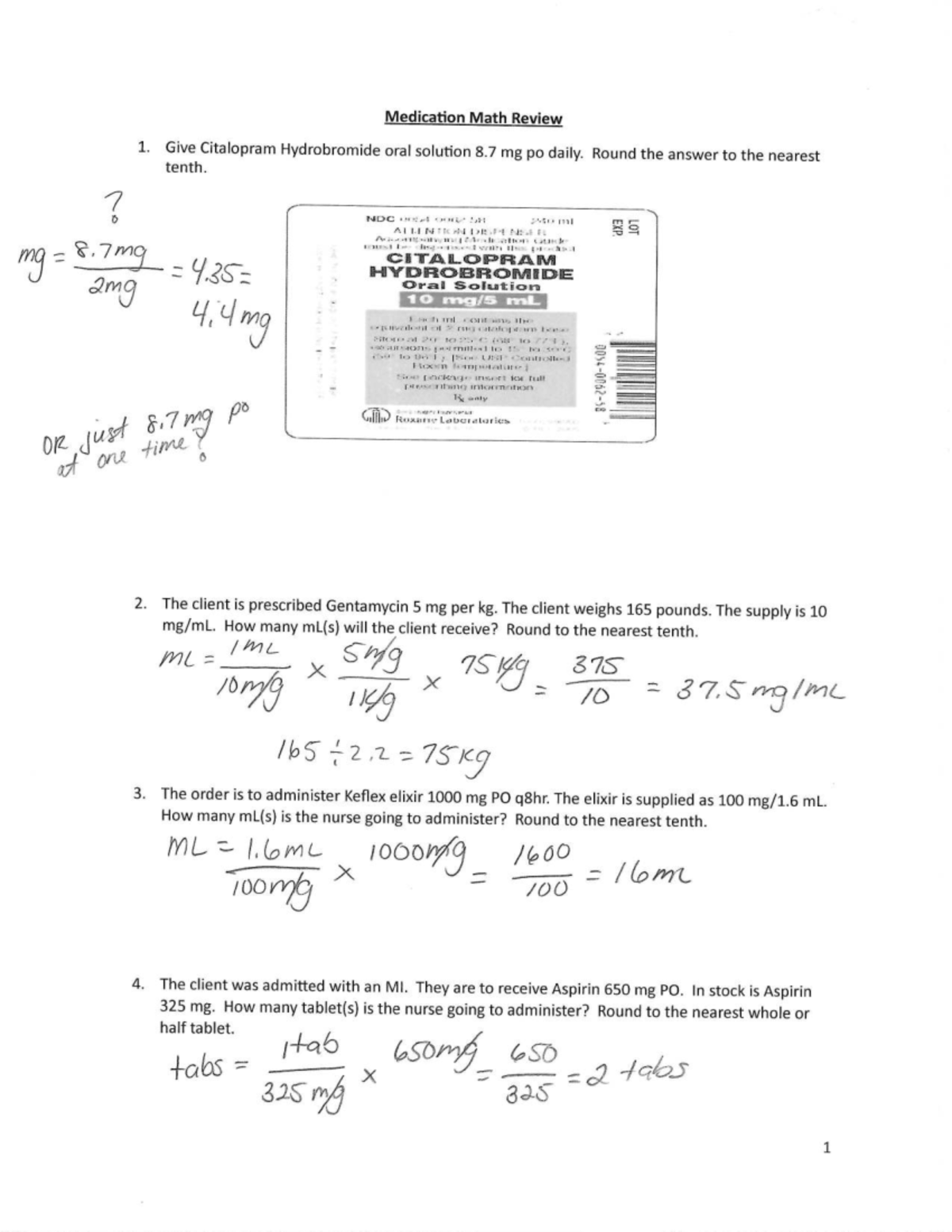 Medication Math Review: Dosage Calculations for Nursing Practice - Studocu