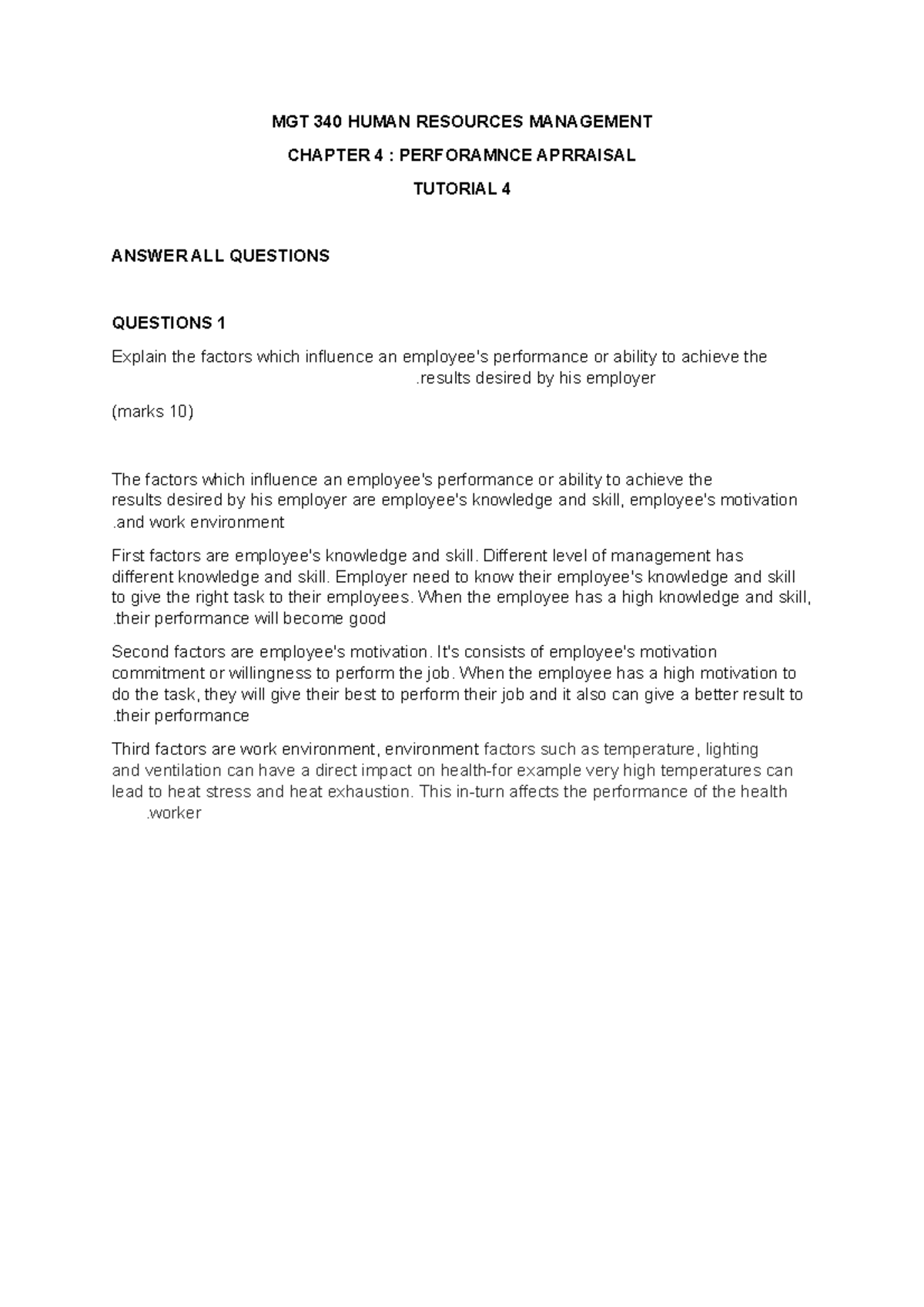 MGT 340 Final Exam Notes: Chapter 4 Performance Appraisal Insights ...
