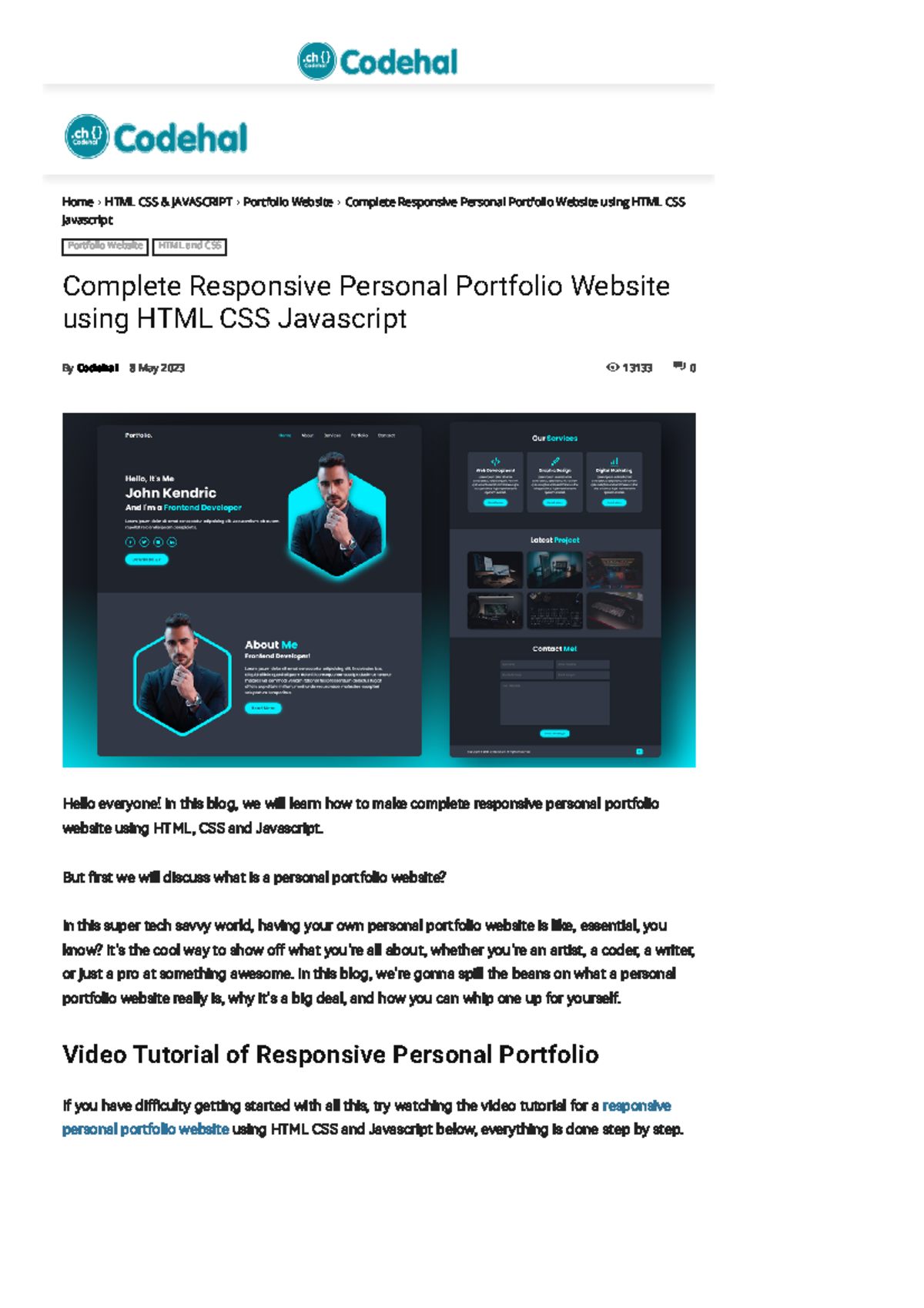 Complete Responsive Personal Portfolio Website Tutorial (HTML CSS JS ...