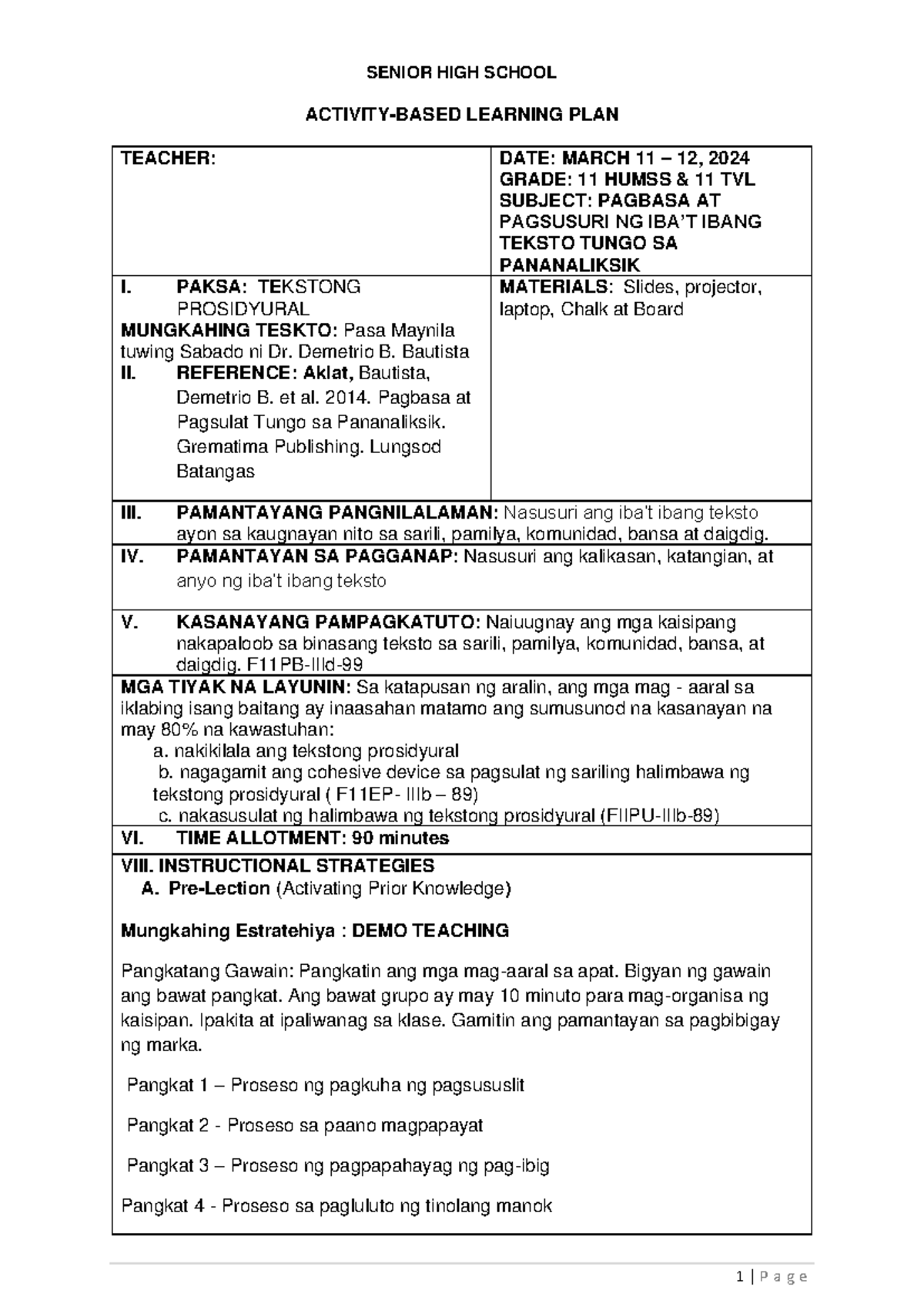 ABLP - Activity-Based Learning Plan sa Pagbasa at Pagsusuri ng Teksto ...