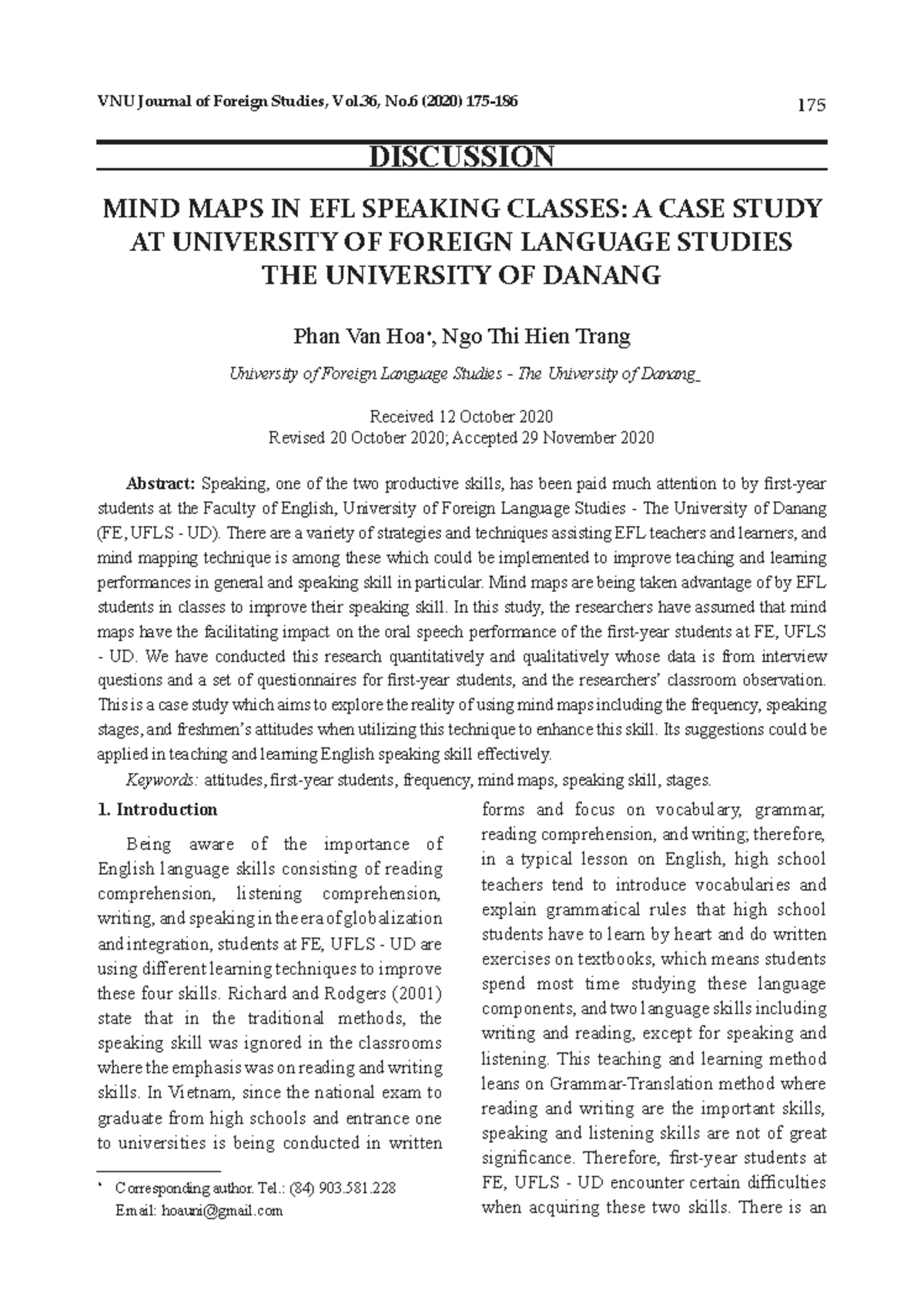 Mind Maps in EFL Speaking Classes: A Case Study at FE, UFLS UD - Studocu