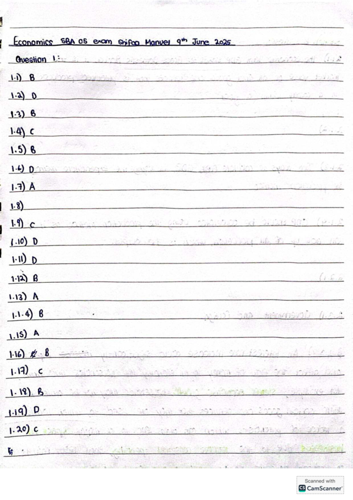 Economics SBA 05 Exam Answers - June 9th, 2025 - Studocu