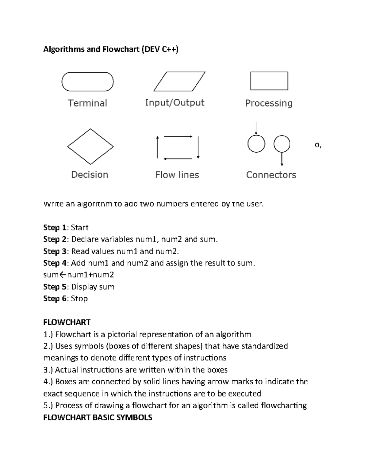 Algorithms and Flowchart - These instructions are not a computer ...