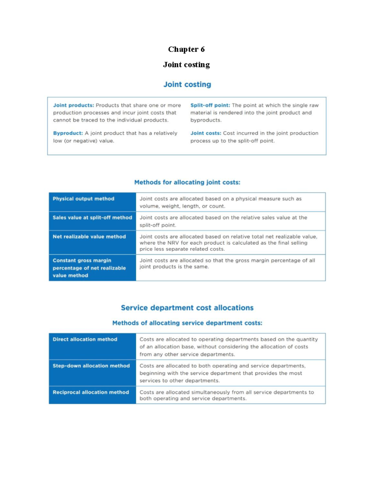 Chapter 6: Joint Product Costing Overview and Methods - Studocu