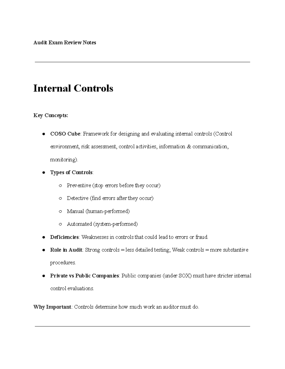 Audit Review Notes: Key Concepts & Procedures for ACCT 301 Exam - Studocu