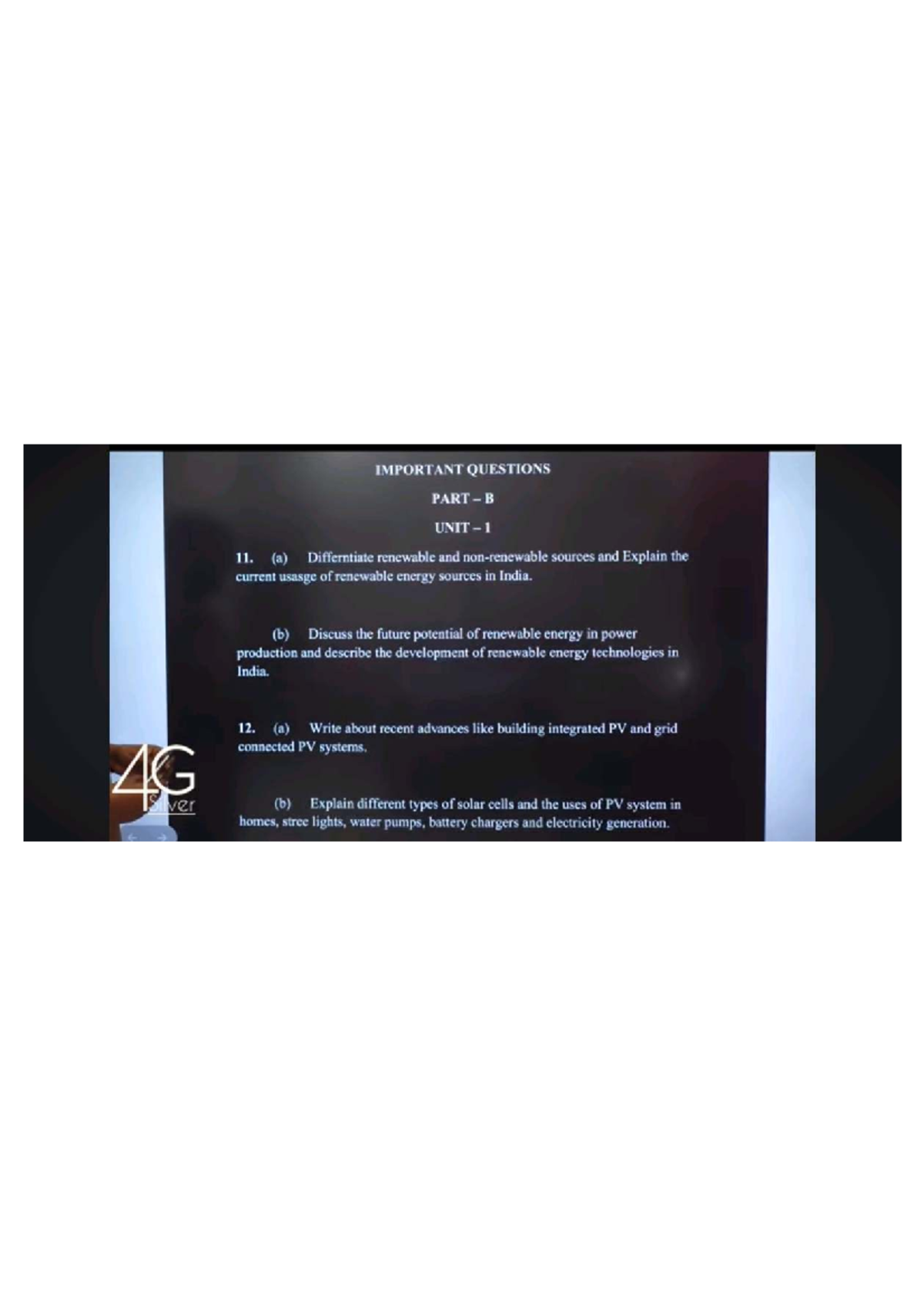 OEE351 Important Questions on Renewable Energy Sources and Technologies ...