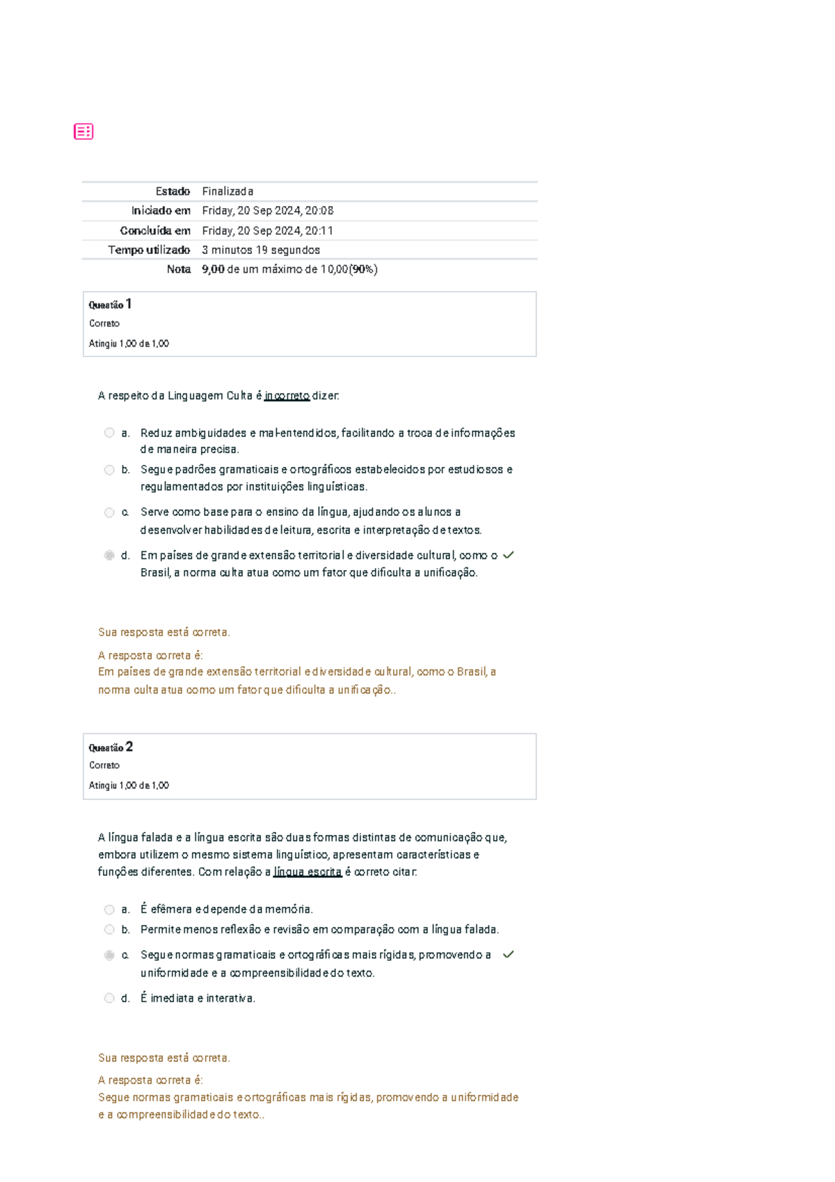 Questionário Avaliativo - Módulo 1: Revisão da Tentativa | Ava Escola ...