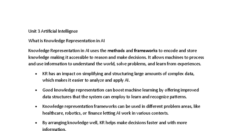 Unit 3AI - Ai notes - Unit 3 Artificial Intellignce What is Knowledge ...