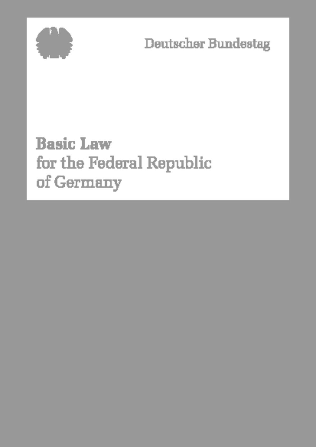 Basic Law of the Federal Republic of Germany - Constitution Overview ...