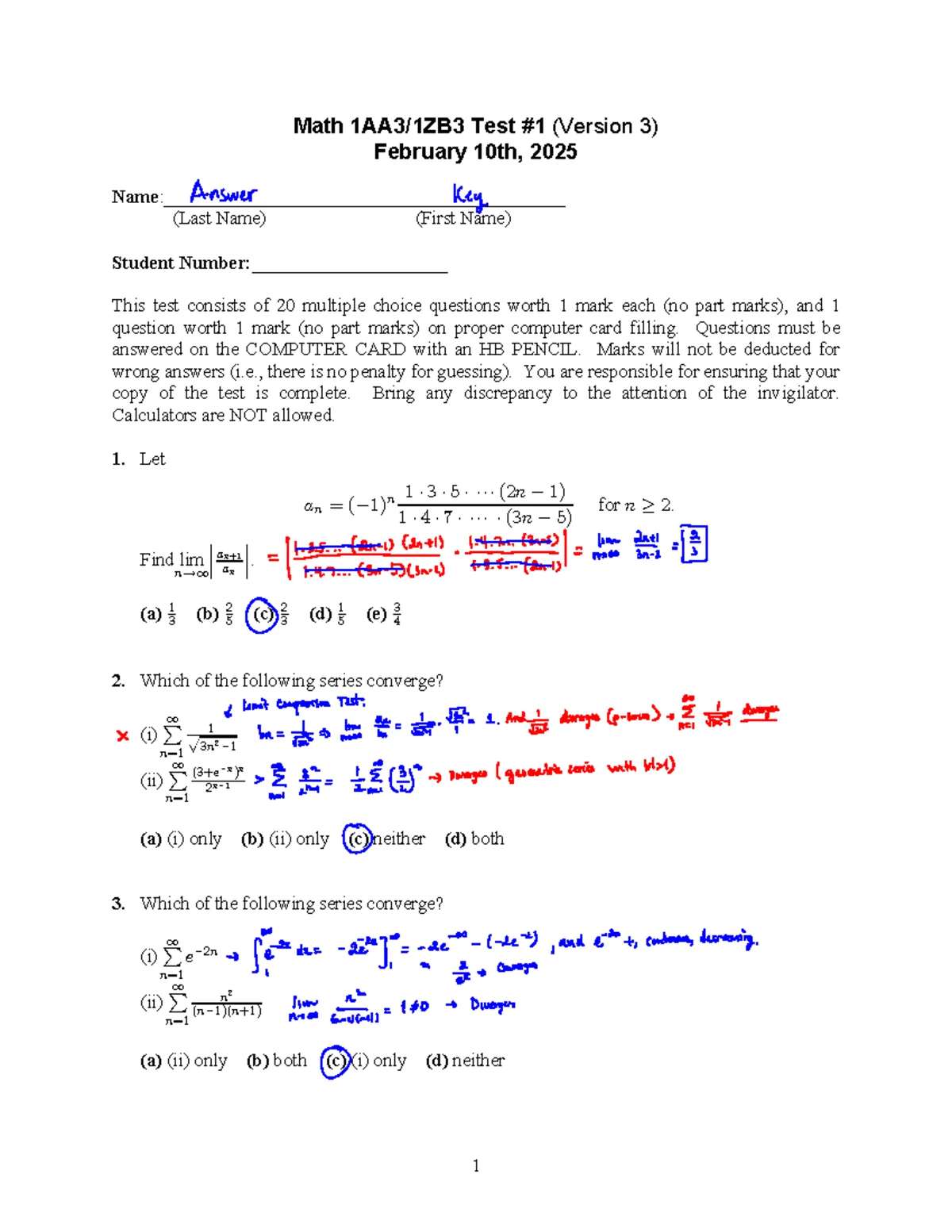 1ZB3 Math Test 2 Solutions - Detailed Explanations and Answers - Studocu