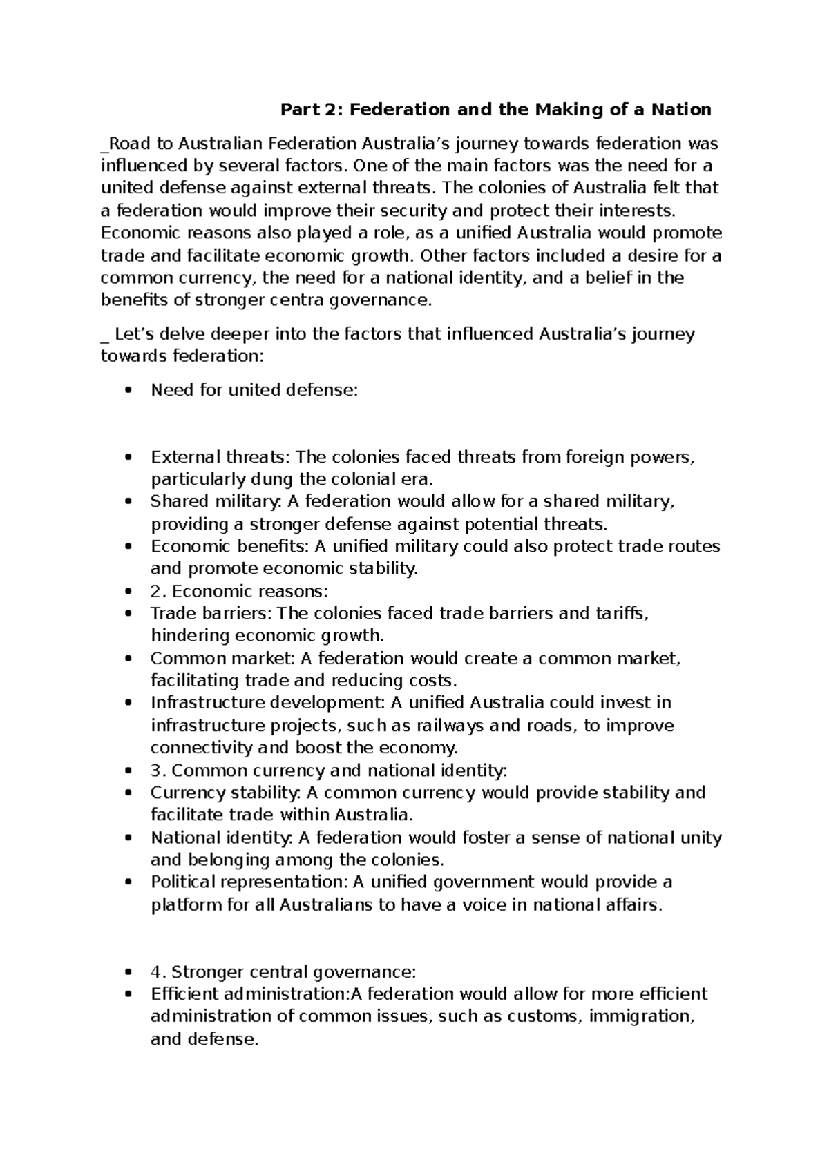 Part2 - good - Part 2: Federation and the Making of a Nation _Road to ...