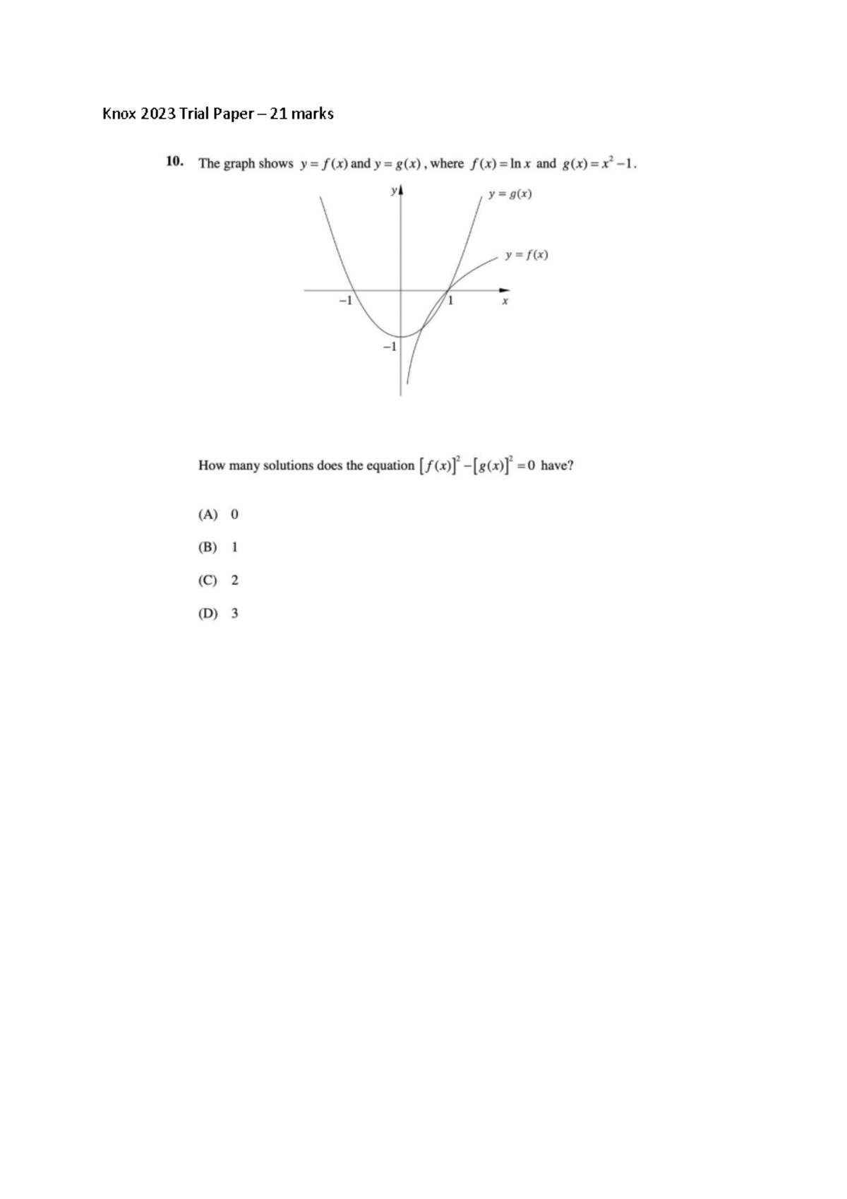 Knox 2023 Advanced Trial Paper: Dilation & Optimization Questions - Studocu