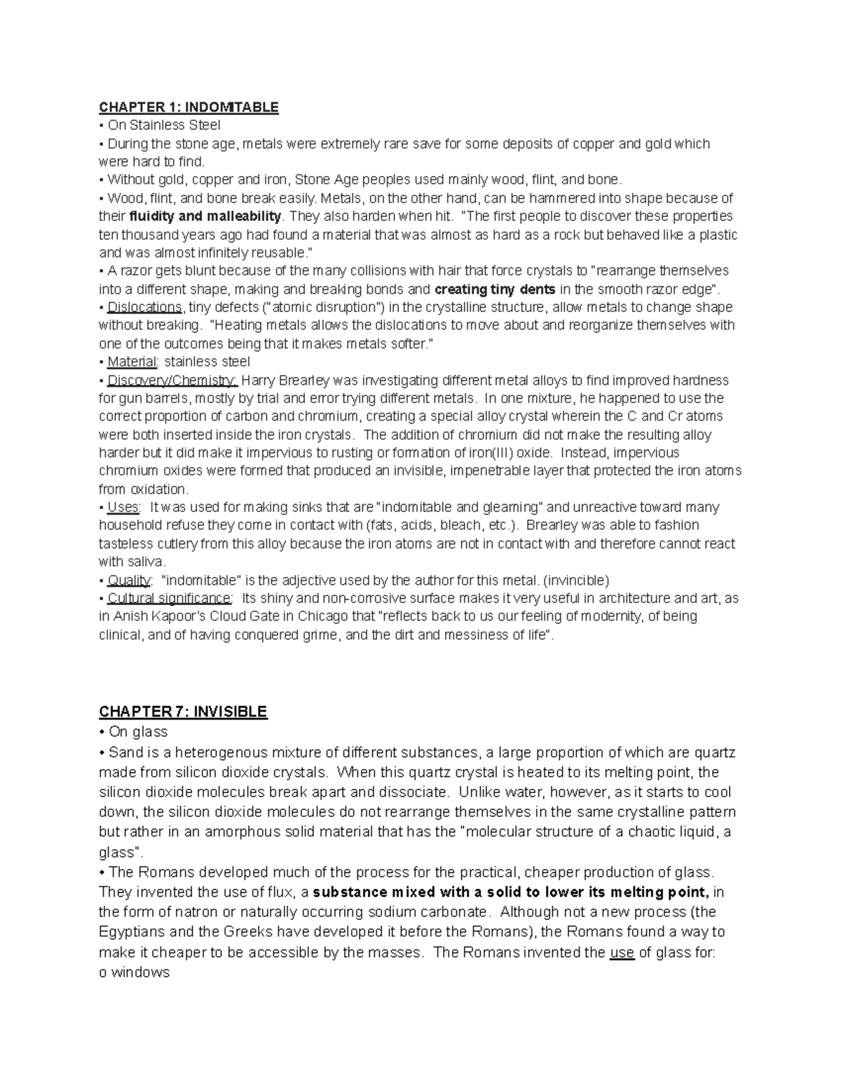 Stuff Matters Review - Textbook Summary of Key Concepts in Chapters ...