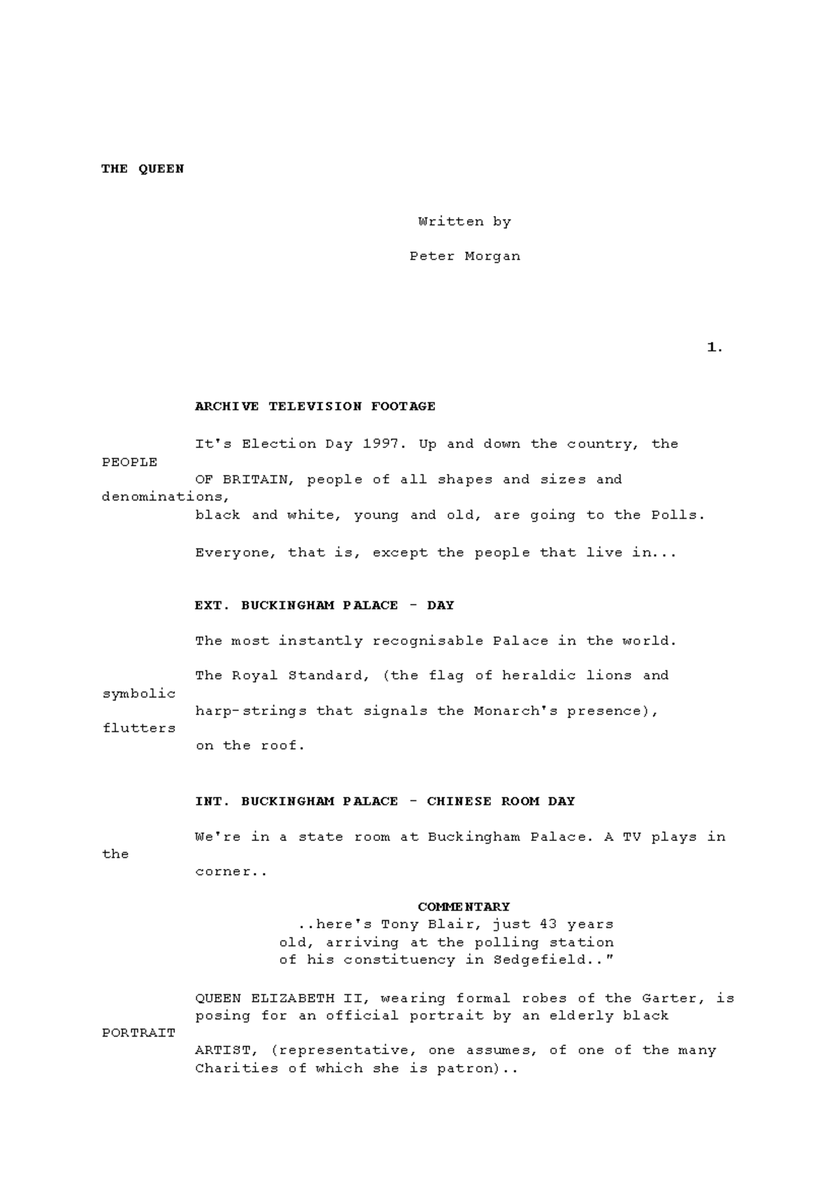 THE Queen script - its english - THE QUEEN Written by Peter Morgan 1 ...