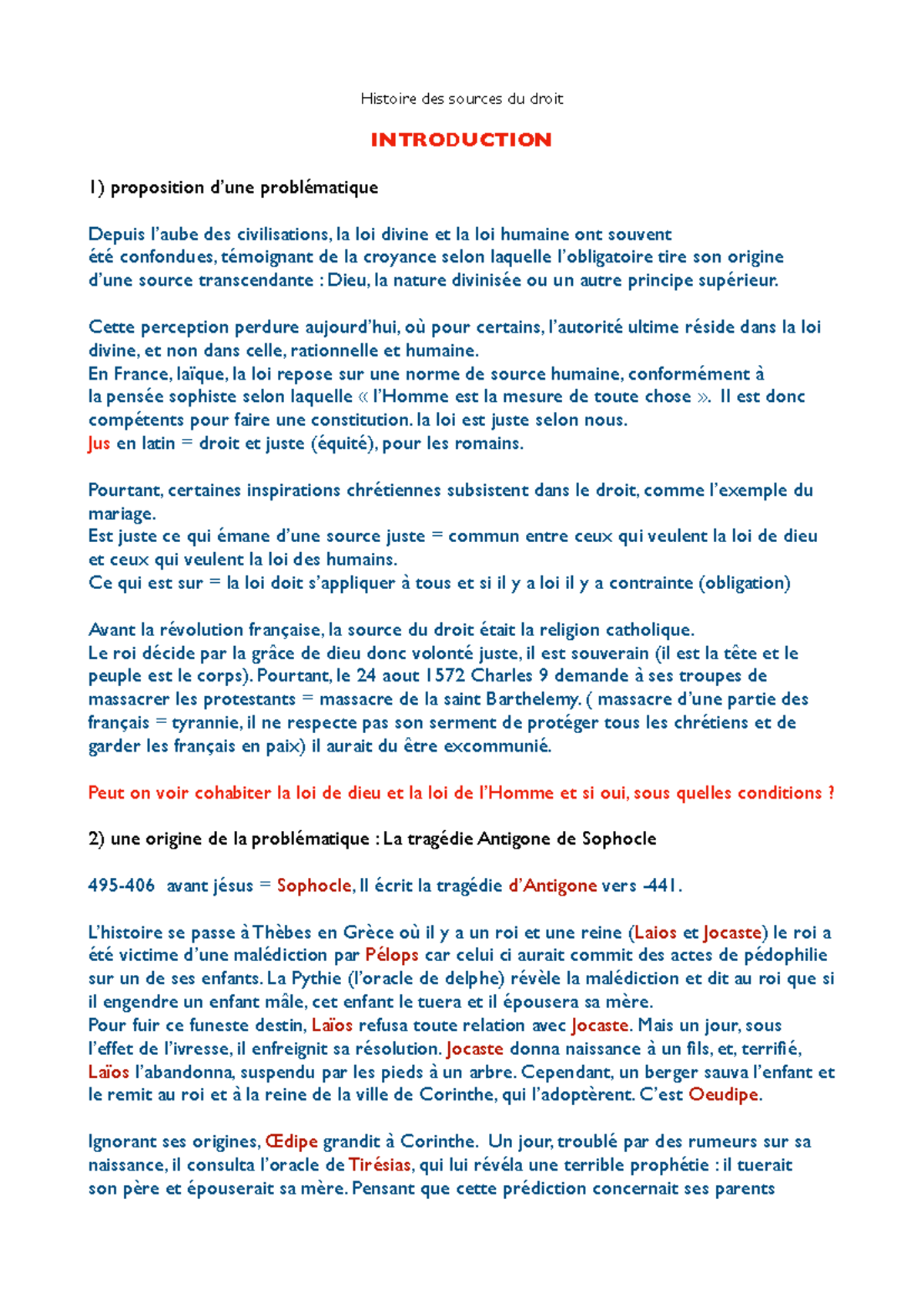 Histoire des Sources du Droit : Introduction et Problématiques - Studocu