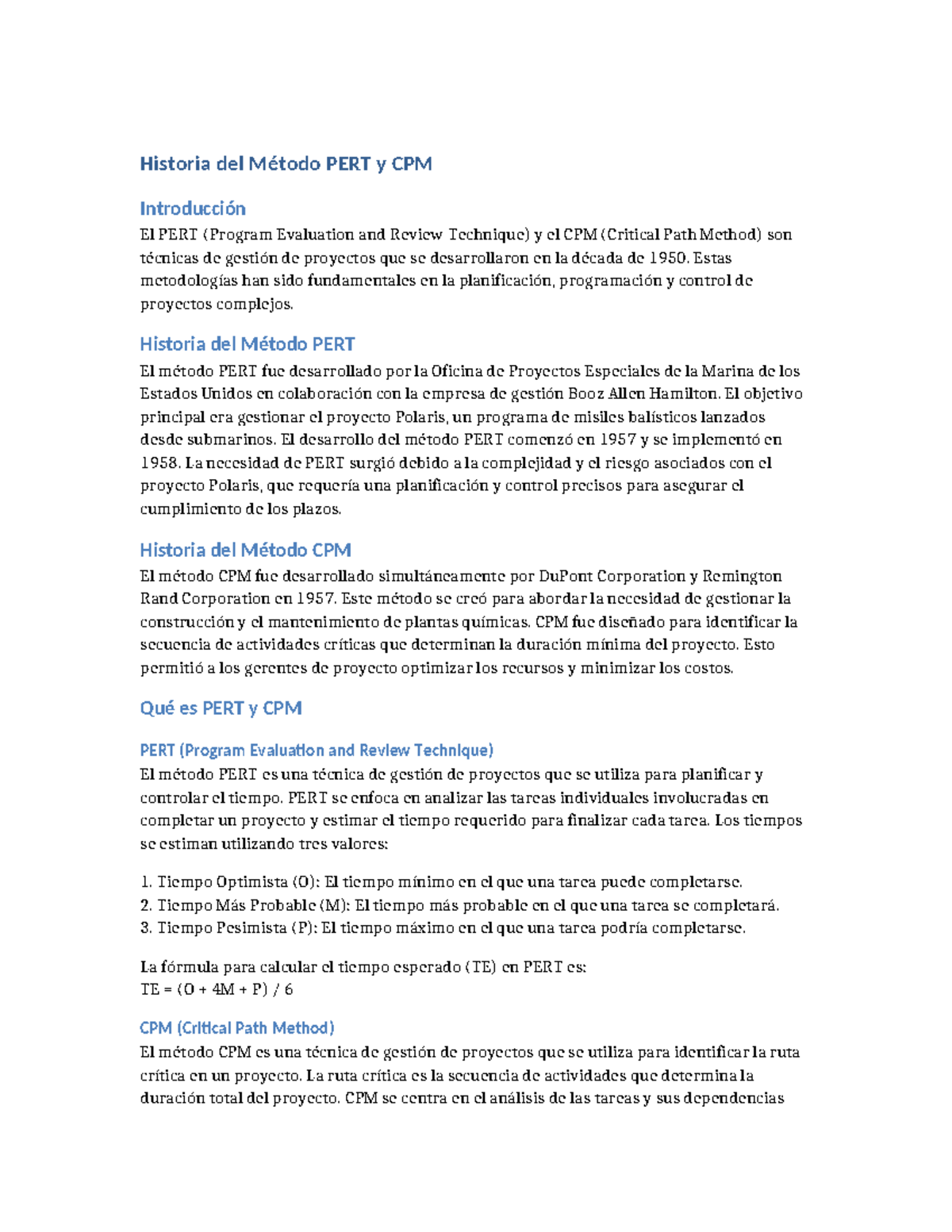 Historia del Método PERT y CPM: Fundamentos y Desarrollo Histórico ...