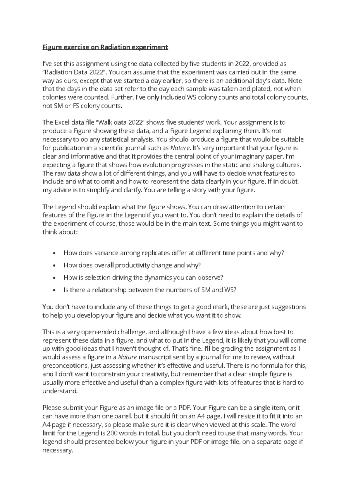 Figure assignment 2024 - Figure exercise on Radiation experiment I’ve ...