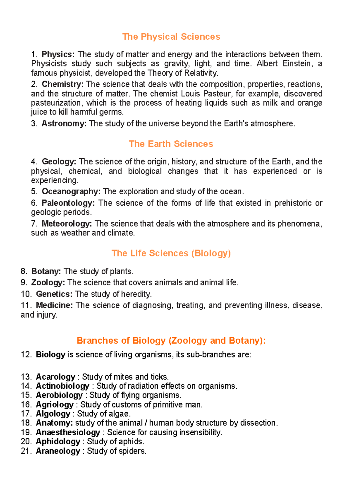 Branches OF Sciences - The Physical Sciences Physics: The study of ...