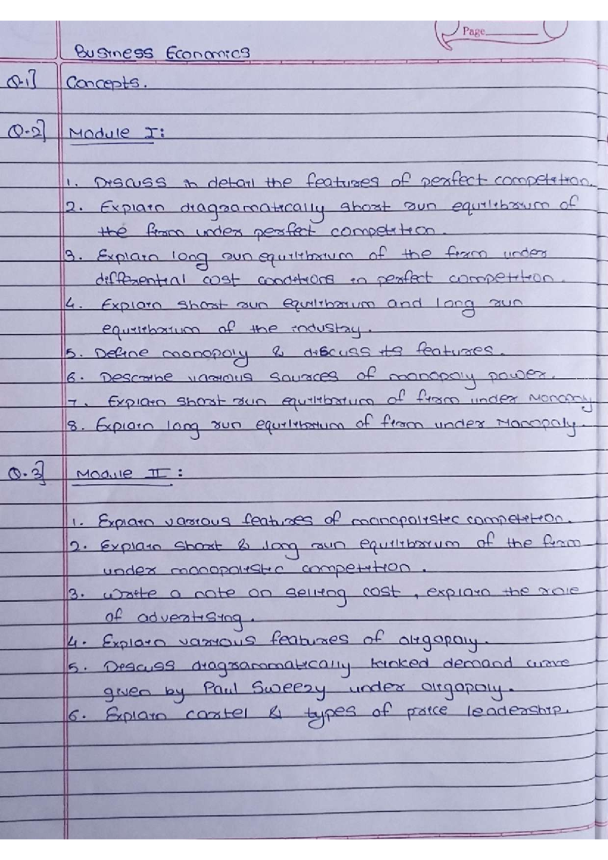 Economic Paper Pattern: Concepts & Q&A (Course Code: X) - Studocu