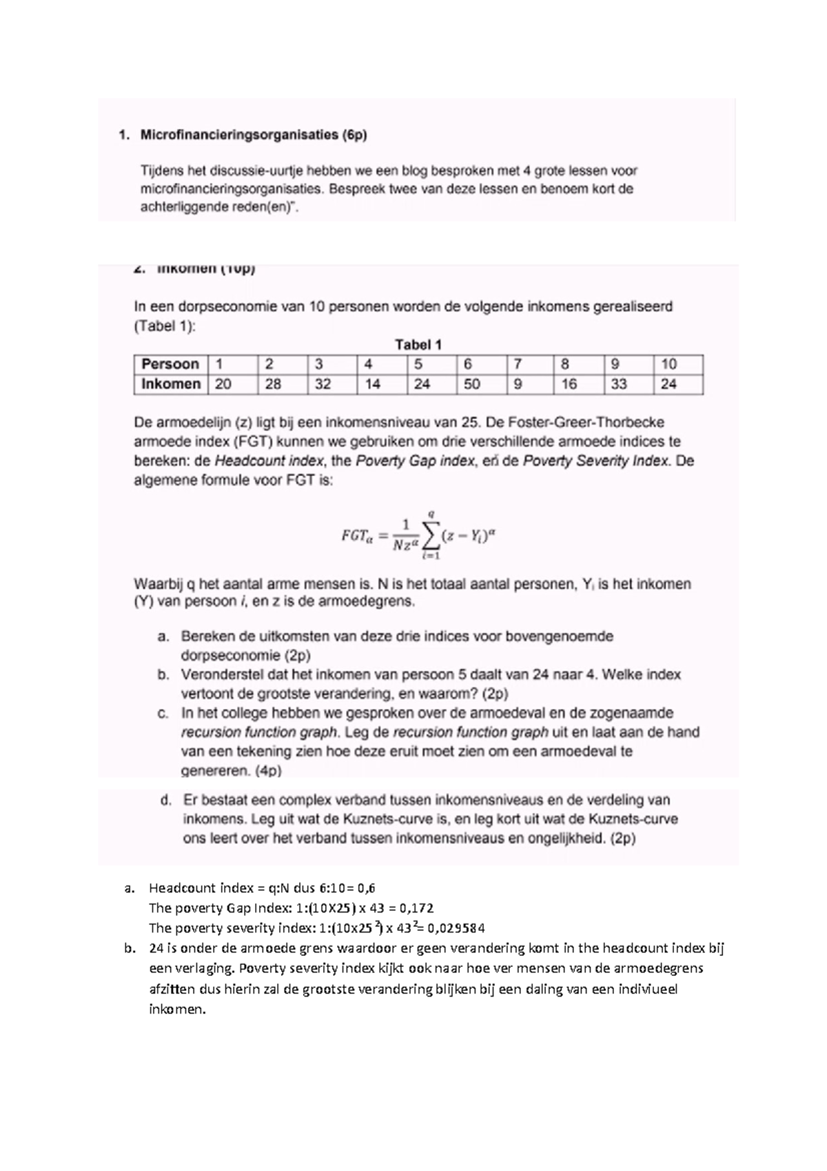 Oefententamen Economie & Armoede [8516] - Analyse van Indexen en Groei ...