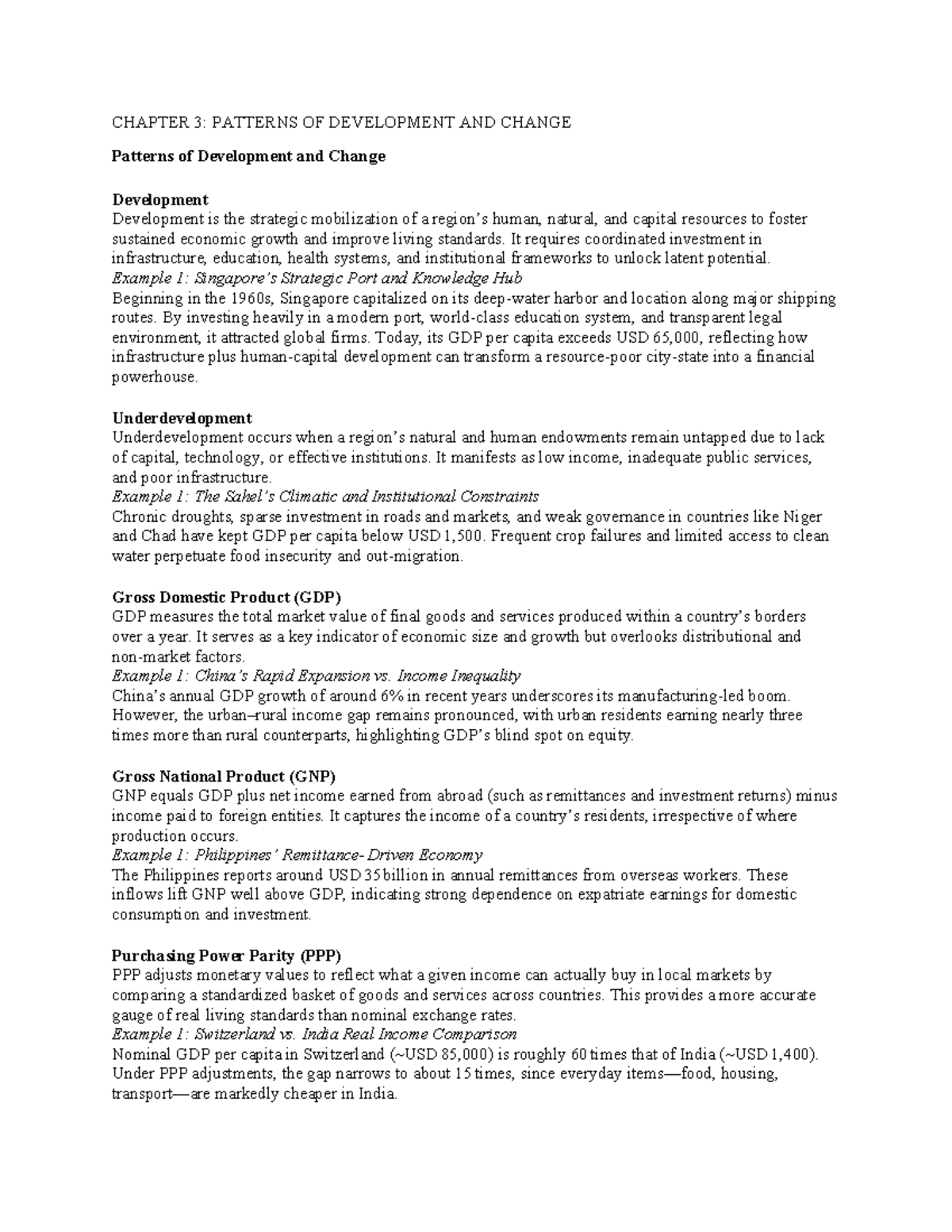 CHAPTER 3: PATTERNS OF DEVELOPMENT AND CHANGE - Summary Notes - Studocu